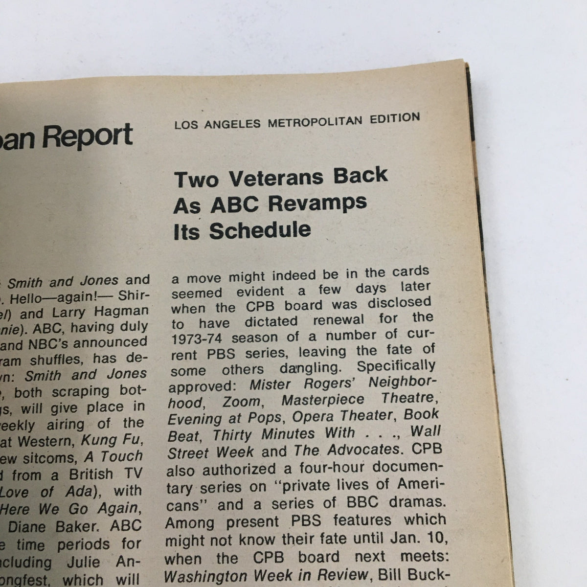 Los Angeles Metropolitan Edition of TV Guide Magazine November 25, 1972 covering ABC's schedule revamp and notable shows at the time.