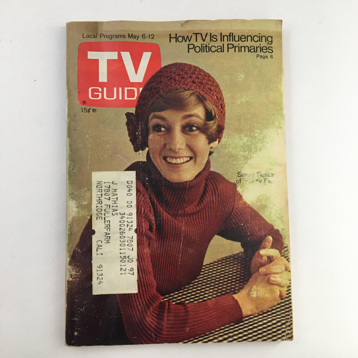 TV Guide Magazine May 6 1972 featuring Sandy Duncan on the cover with a knitted hat, showcasing vintage television history.