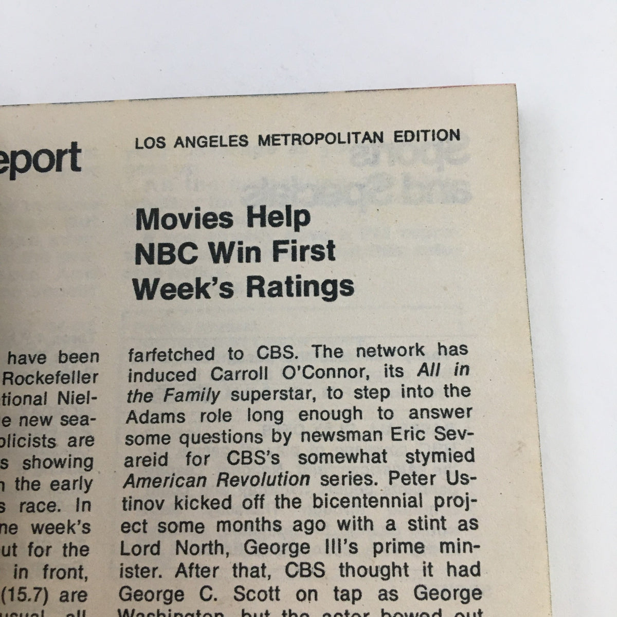 Another interior page from the Los Angeles edition of TV Guide Magazine, October 7, 1972, discussing NBC's ratings, highlighting trends in television during the period.