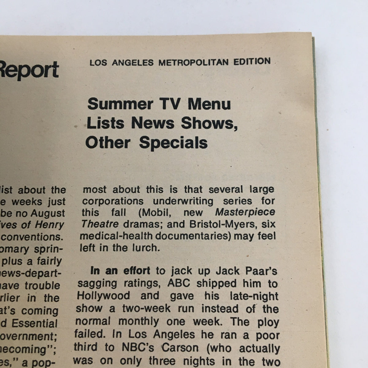 TV Guide Magazine June 23 1973, featuring a detailed article titled 'Summer TV Menu Lists News Shows, Other Specials' in the L.A. Edition, showcasing vintage television culture.