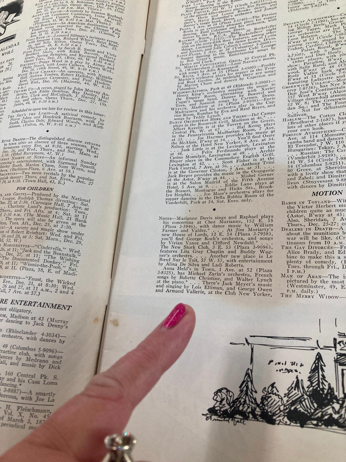 Interior section of The New Yorker Magazine December 22 1934 with a focus on events and entertainment listings, capturing the lifestyle of the era.