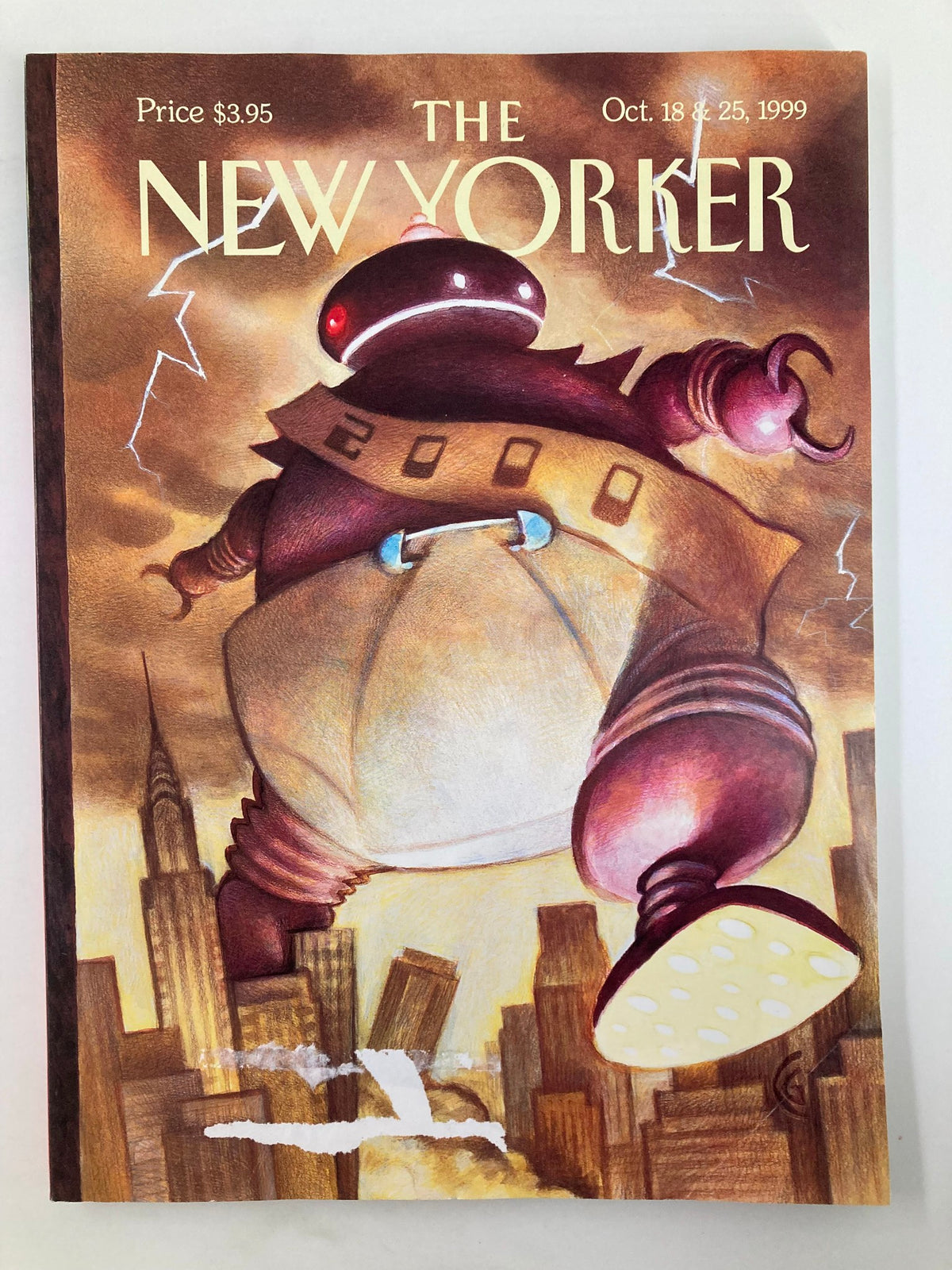 Cover of The New Yorker Magazine dated October 18 & 25, 1999 featuring the whimsical artwork titled Big Baby by Carter Goodrich, showcasing a cartoonish figure in a cityscape.