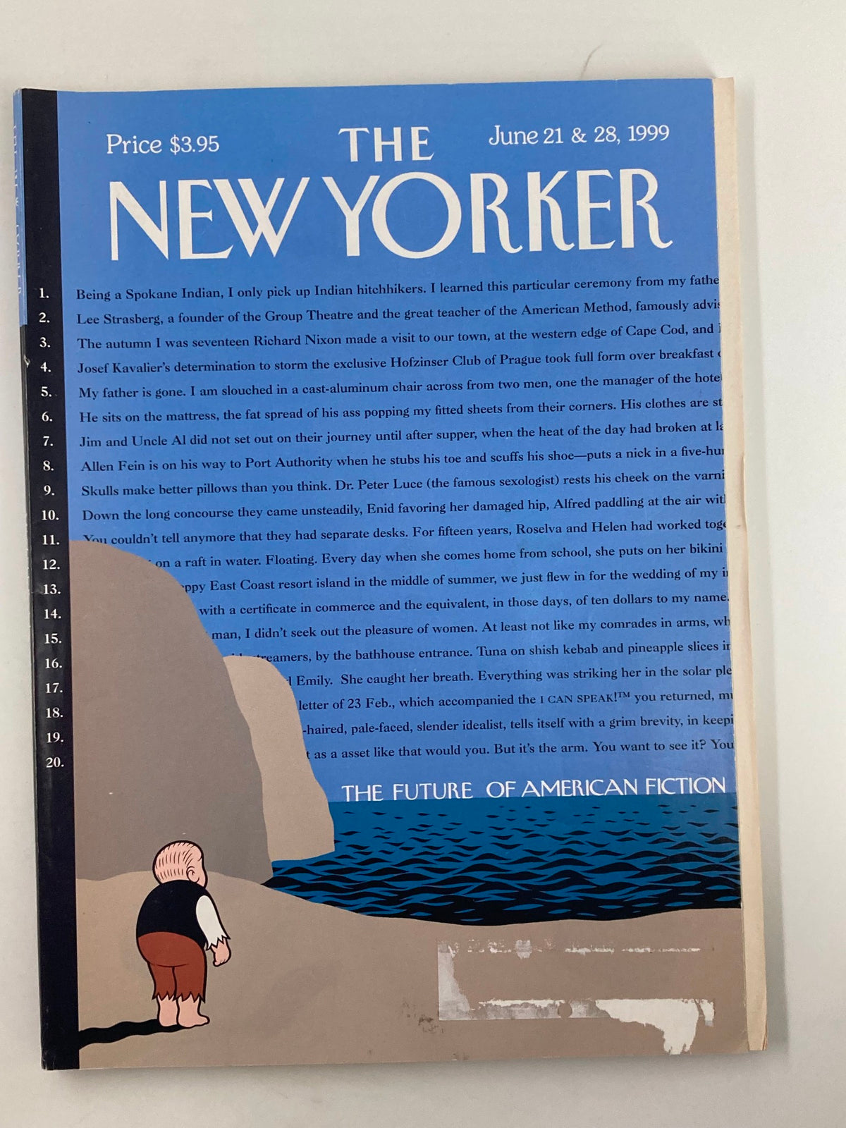 Cover of The New Yorker Magazine from June 21 & 28, 1999, featuring the title 'The Future of American Fiction' with colorful artwork and illustrations, part of the special edition '20 Writers for the 21st Century' curated by Chip Kidd.