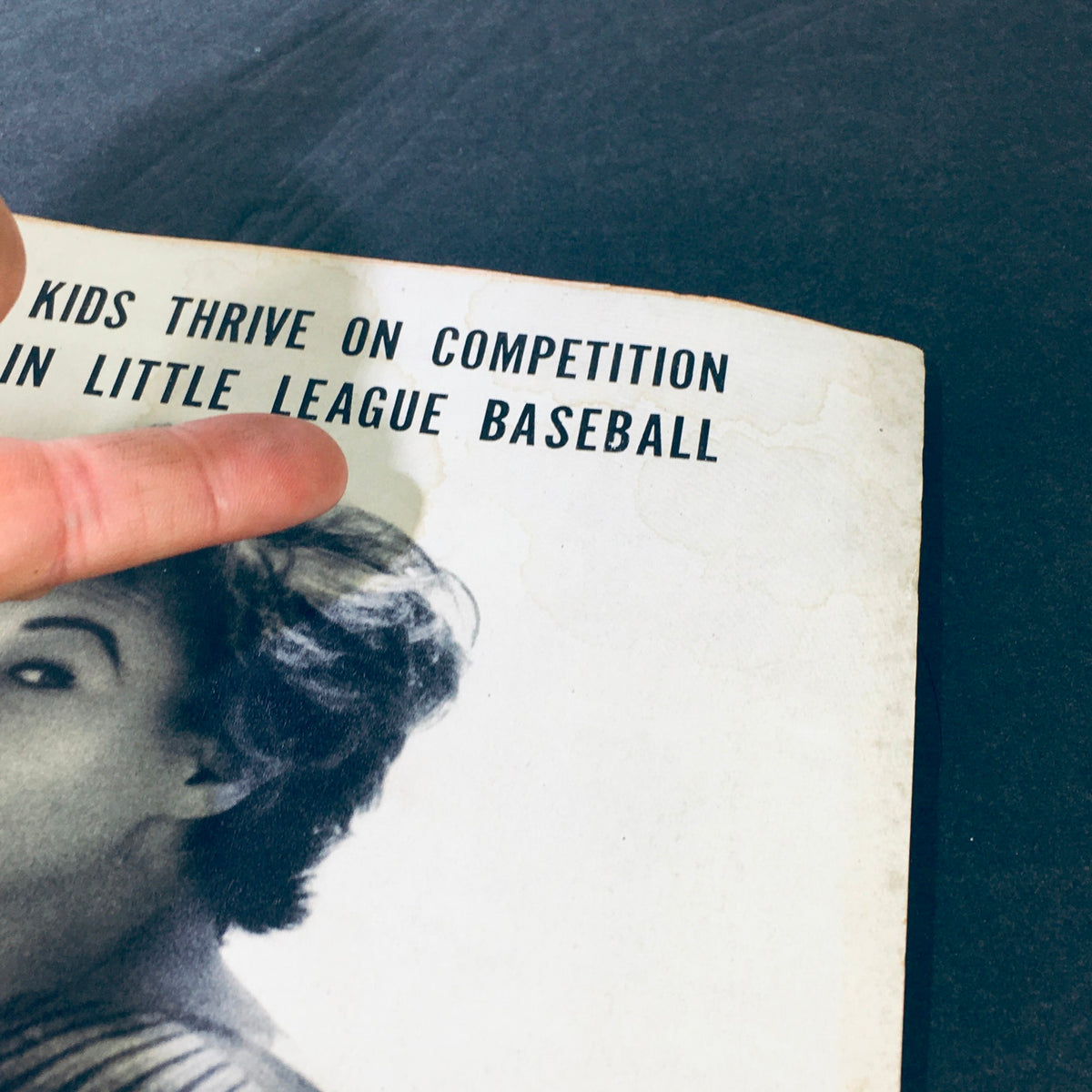 Close-up of the VTG Life Magazine June 28 1954 cover, showing the title and section on Little League baseball, emphasizing childhood competition and summer fun.