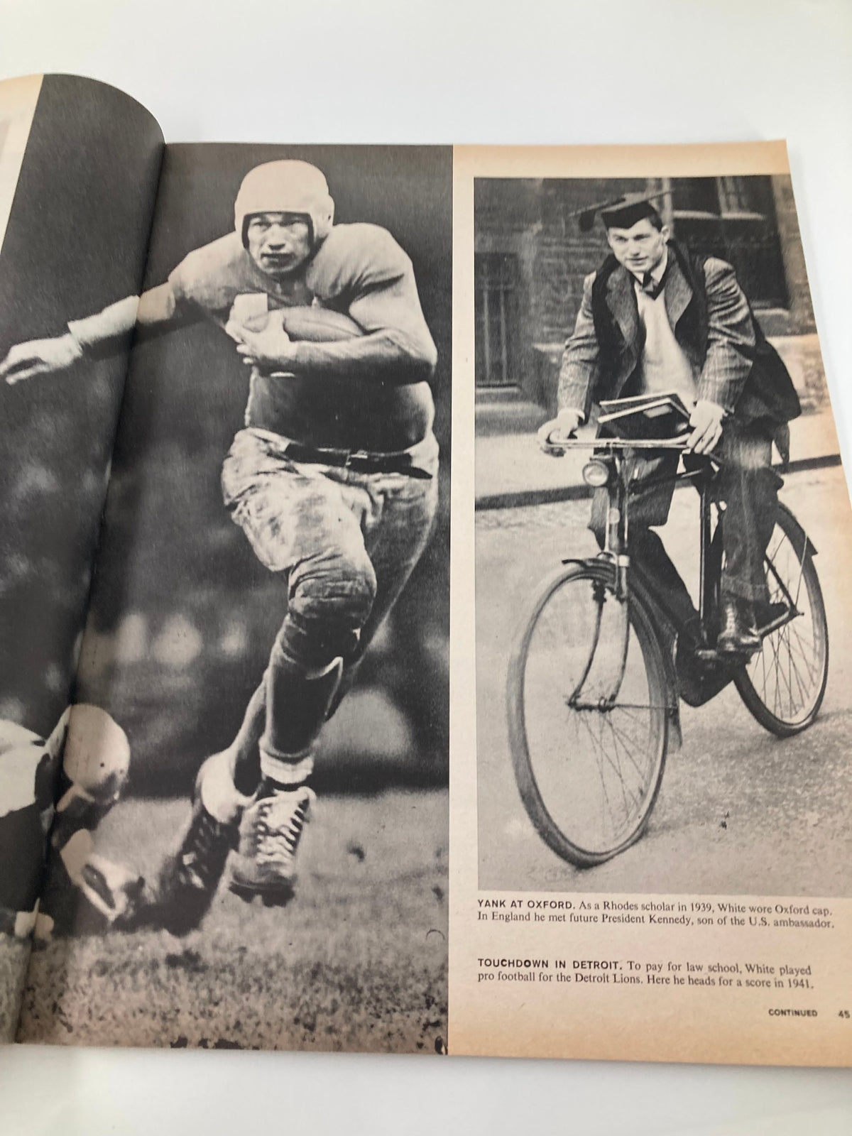 VTG Life Magazine April 13 1962 displaying images of a football player in action and a man on a bicycle.