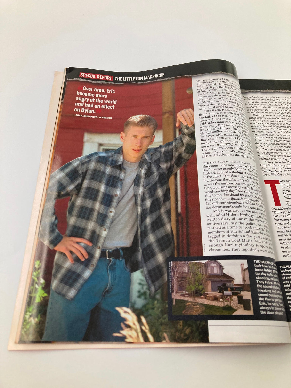 Time Magazine May 3, 1999, showcasing an image of Eric Harris during his youth, reflecting on his personality and background leading up to the tragic events.