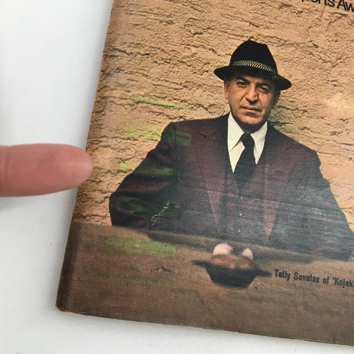 Close-up view of the TV Guide Magazine February 22 1975 cover, showcasing Telly Savalas of 'Kojak'.