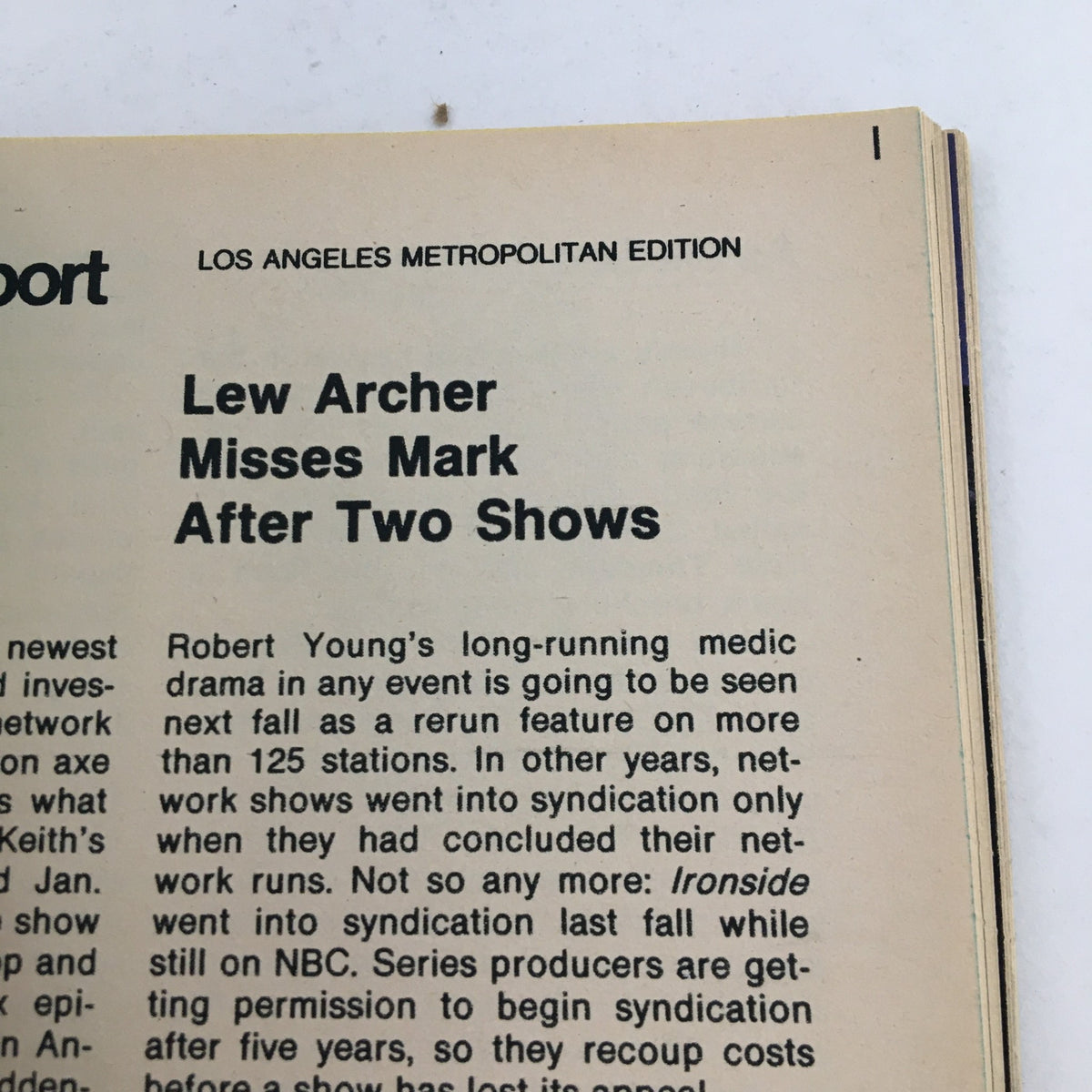 Article segment from TV Guide Magazine February 22 1975 discussing the Lew Archer show, part of the magazine's content featuring Telly Savalas of 'Kojak'.