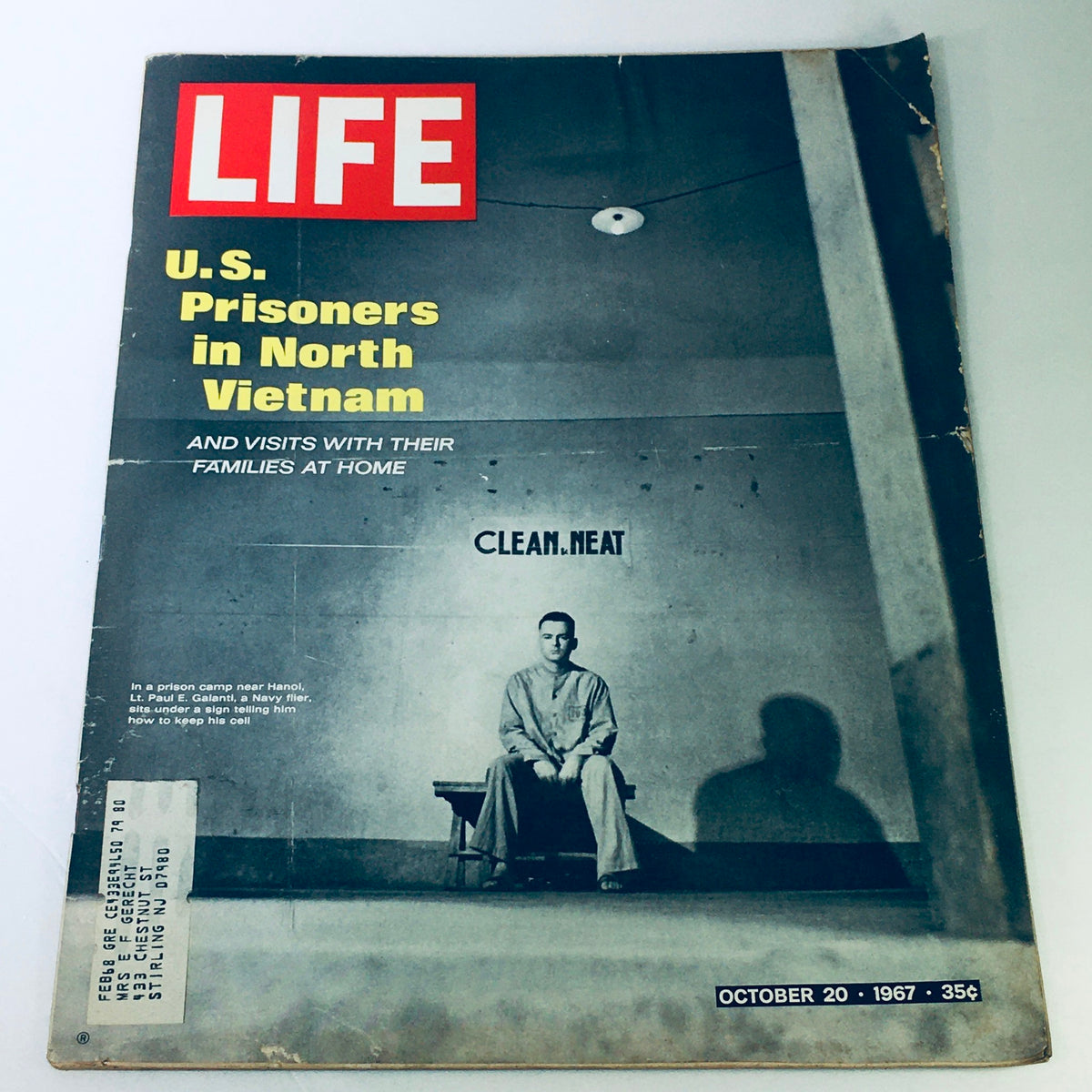 Cover of the VTG Life Magazine from October 20, 1967 featuring the title 'U.S. Prisoners in North Vietnam' and a prominent image of Lt. Paul E. Galanti, highlighting his story as a Navy flier imprisoned during the Vietnam War.