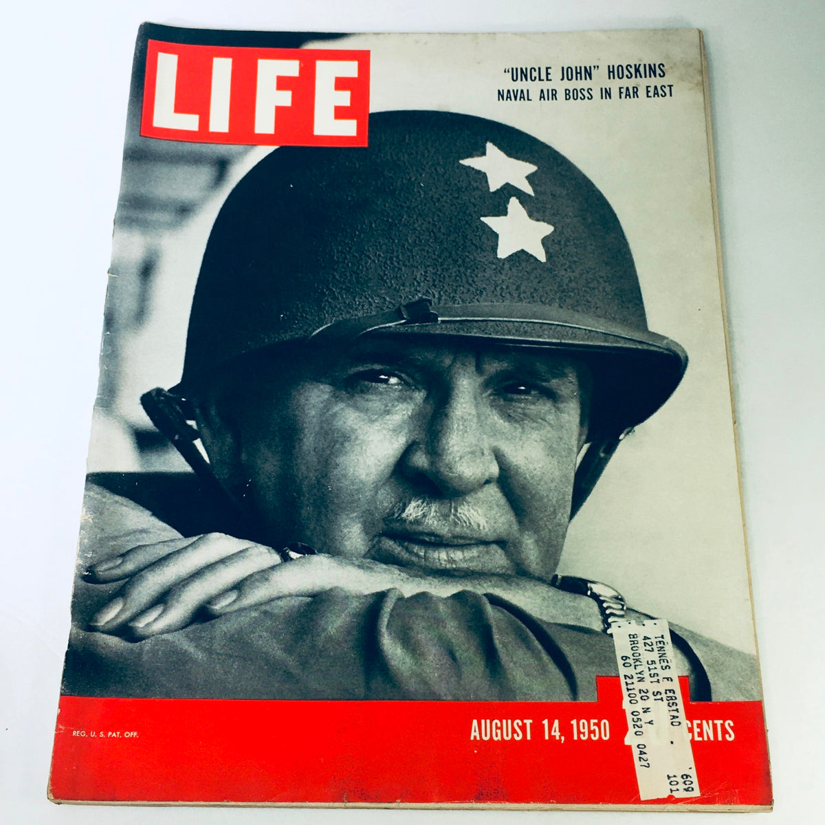 Cover of VTG Life Magazine from August 14, 1950, featuring "Uncle John" Hoskins, Naval Air Boss in Far East, showcasing a historical moment in military aviation.