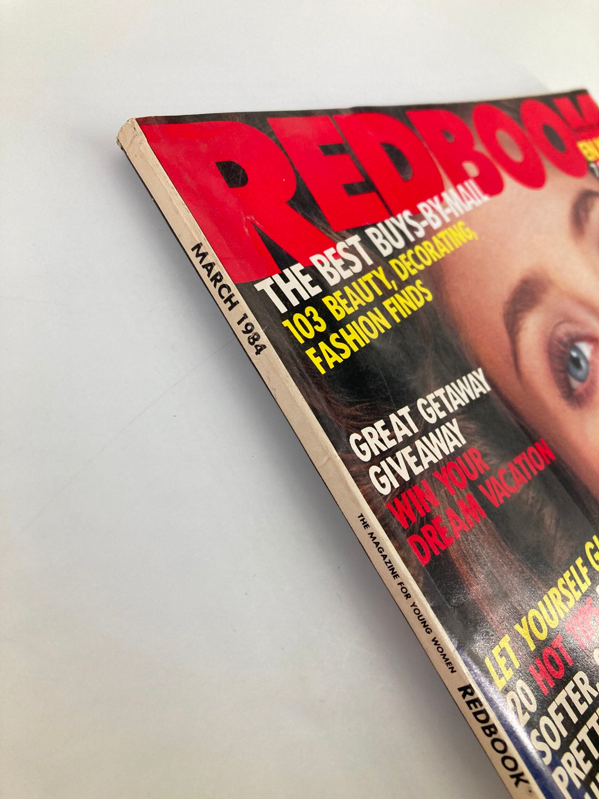 Cover of VTG Redbook Magazine March 1984 titled 'The Cash Clash Couple's Money Styles No Label' featuring bold red text and an image of a woman's face