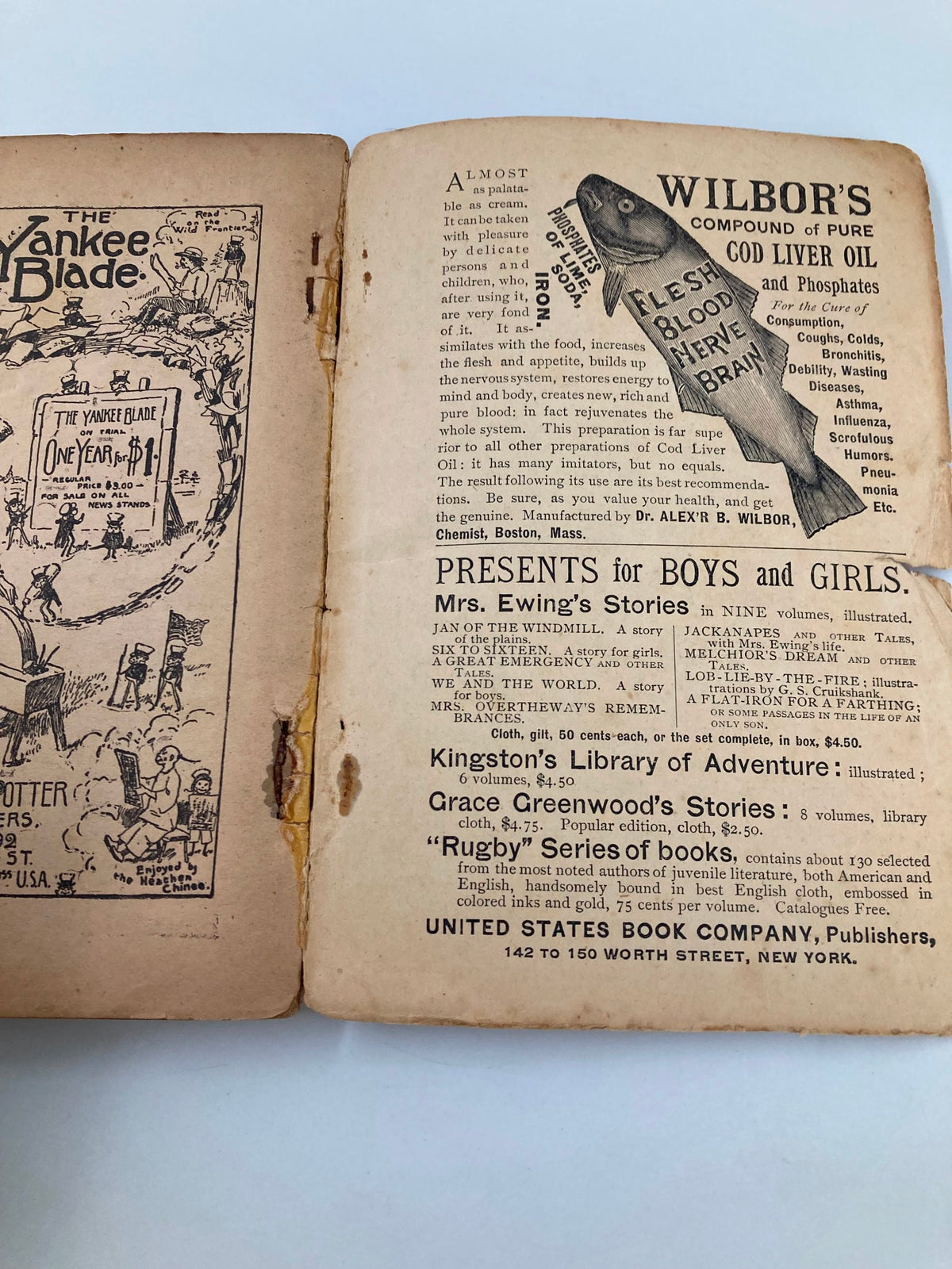 The Red-Letter Series No. III The Merry Men and Other Tales and Fables - A view of interior pages showing advertisements and the book's design, capturing the historical elements.