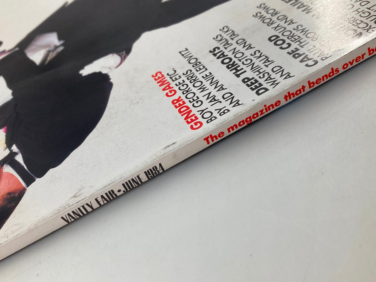 VTG Vanity Fair Magazine June 1984 showing the spine and title with emphasis on 'Gender Games' featuring Boy George. Highlights the magazine's approach to gender identity and cultural shifts of the 1980s.