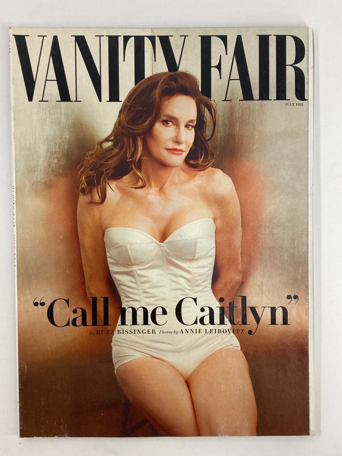 Cover of Vanity Fair Magazine July 2015 featuring Caitlyn Jenner with the tagline 'Call me Caitlyn', shot by Annie Leibovitz, highlighting a significant moment in transgender visibility.