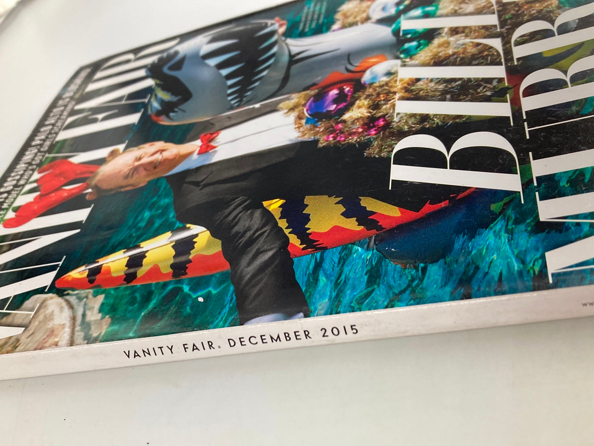 Vanity Fair Magazine December 2015 featuring Bill Murray on the cover with vibrant colors and festive elements, capturing the essence of the holiday season.
