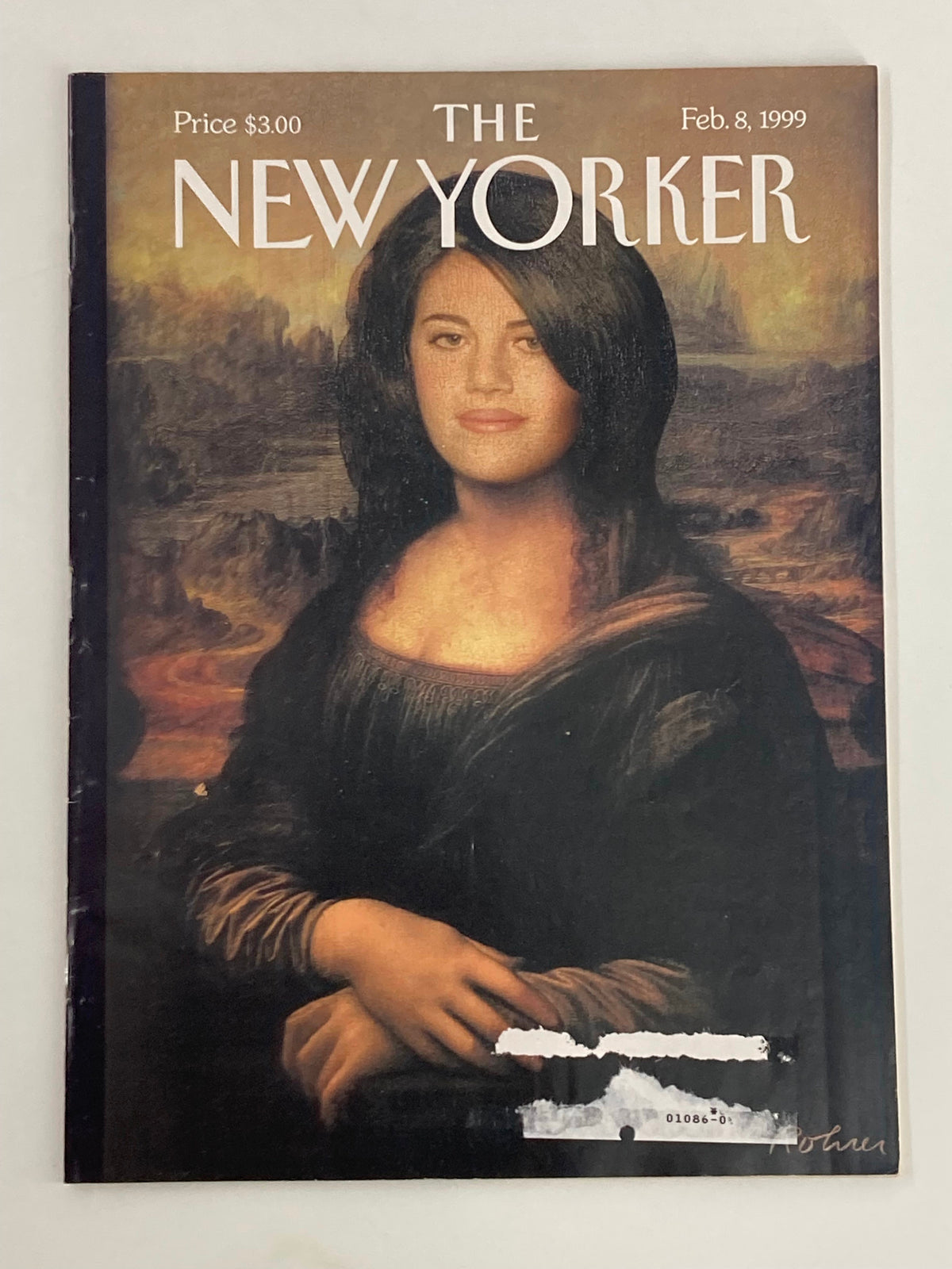 Cover of The New Yorker Magazine February 8 1999 featuring a portrait of Monica Lewinsky by Dean Rohrer, depicting her in a style reminiscent of classic art.