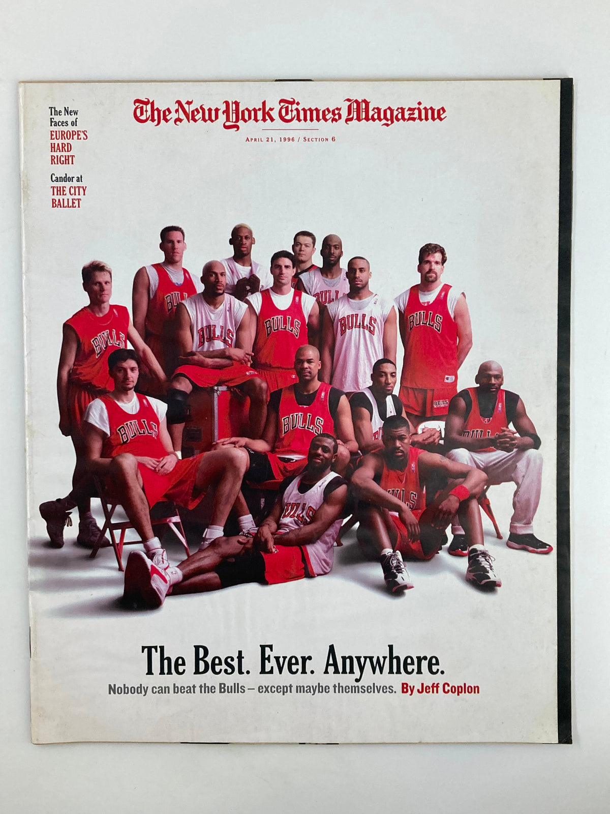 Cover of The New York Times Magazine, April 21, 1996, featuring Michael Jordan of the Chicago Bulls
