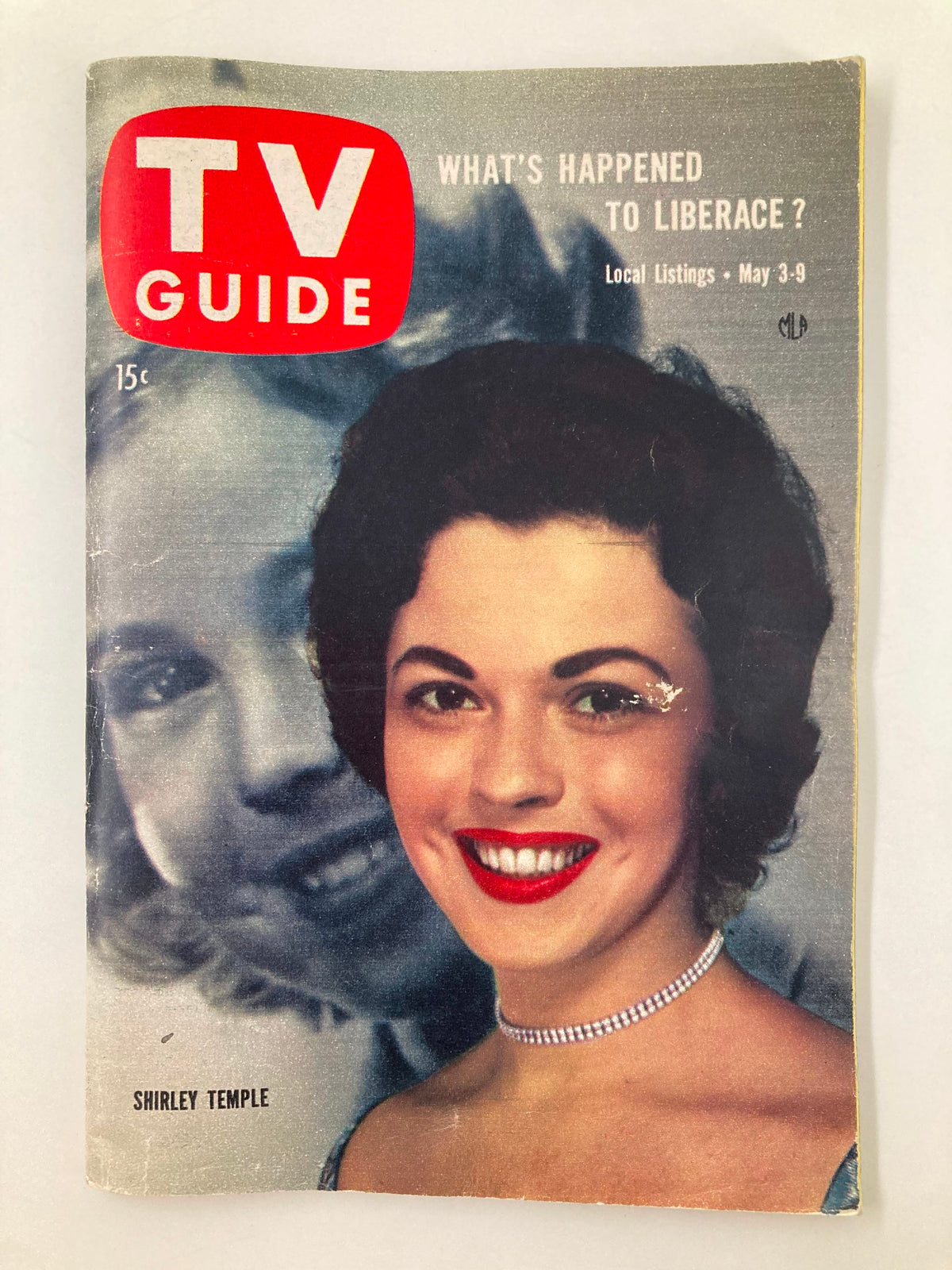 TV Guide Magazine cover from May 3, 1958 featuring Shirley Temple, Northern California edition, showcasing a vintage design and a headline about Liberace.