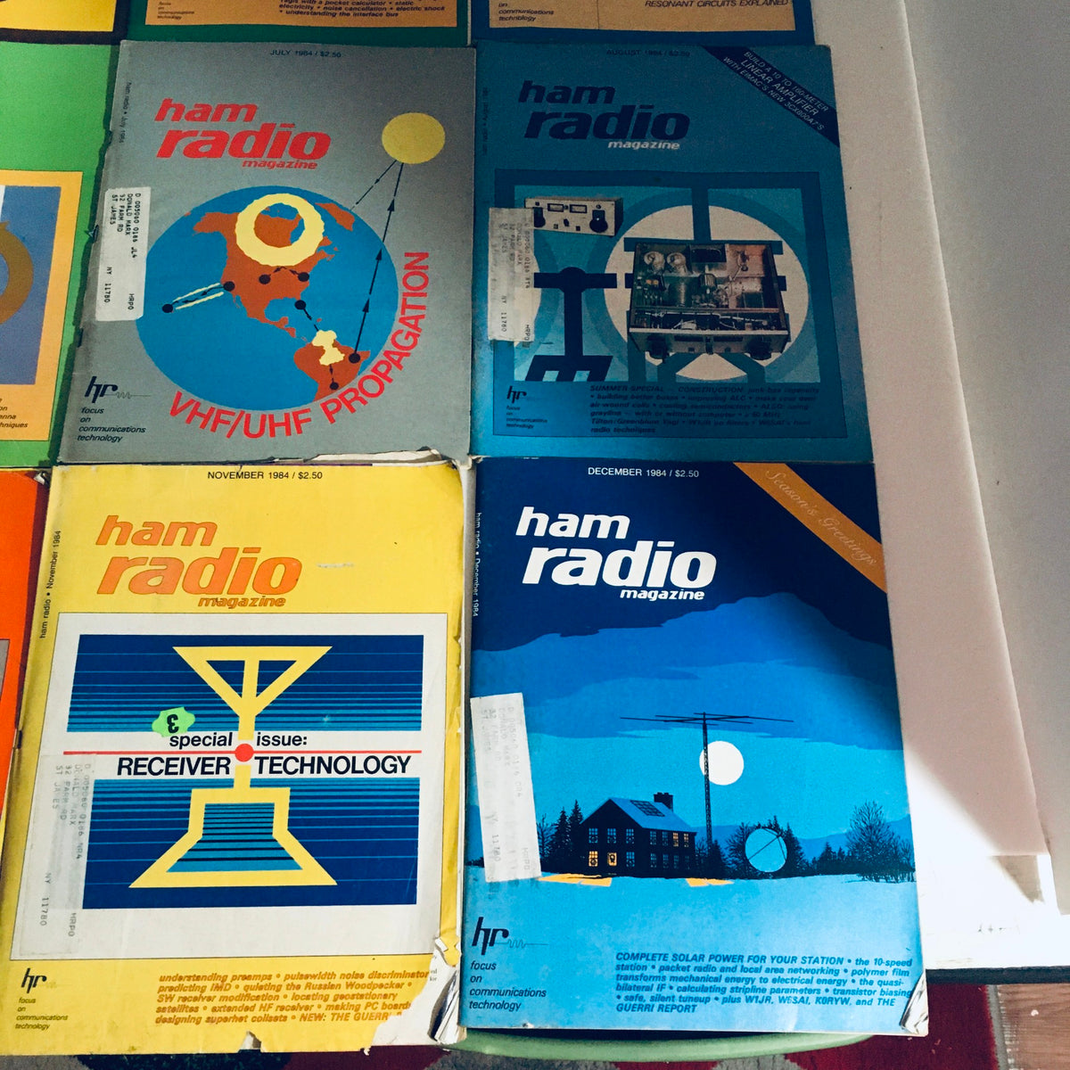 Cover of Ham Radio Magazine June 1984, featuring towers design and installation maintenance, part of the lot of 12 complete January to December 1984 Ham Radio volumes.