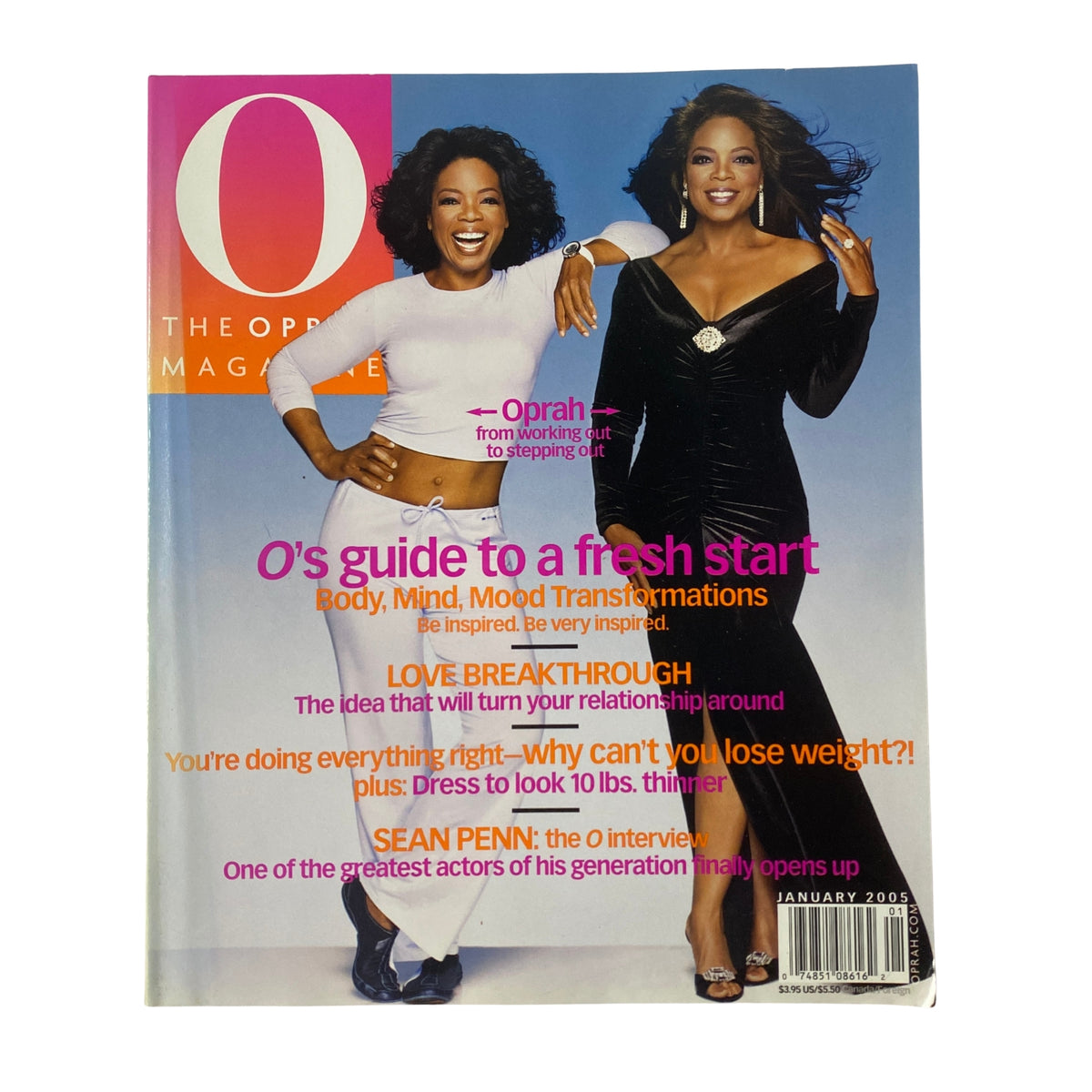 The Oprah Magazine January 2005 cover featuring Oprah Winfrey, promoting personal transformation and self-improvement. Boldly titled with a guide for a fresh start.