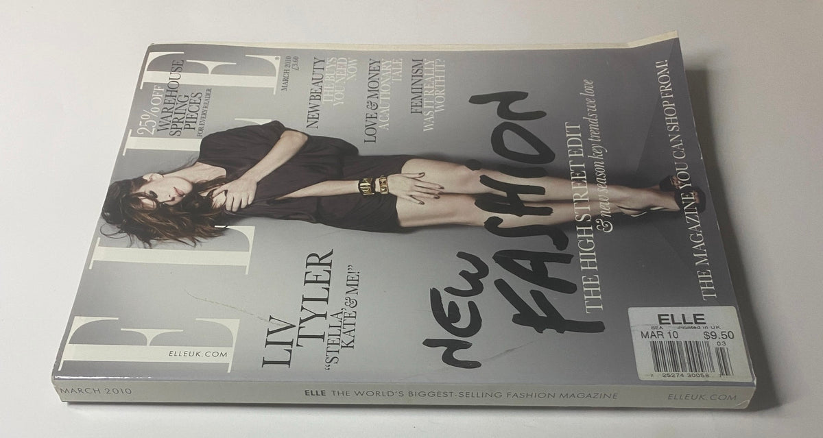 Elle UK Magazine March 2010 with Liv Tyler on the cover, highlighting contemporary fashion and beauty topics.