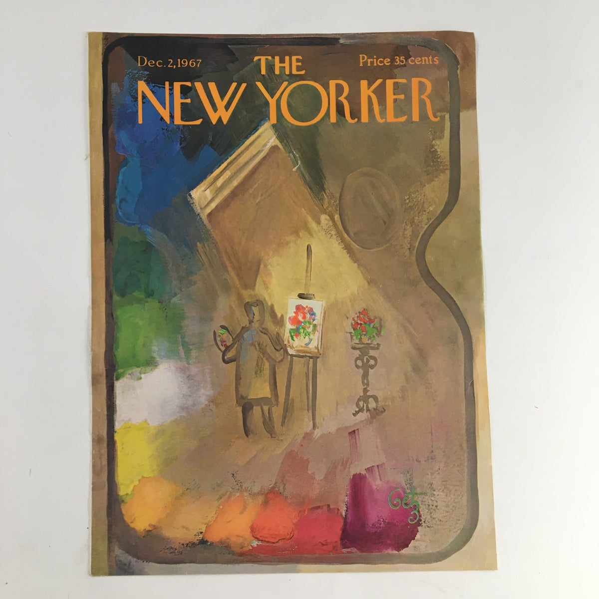Cover of The New Yorker magazine dated December 2, 1967, showcasing artistic themes in a colorful abstract style by Arthur Getz.