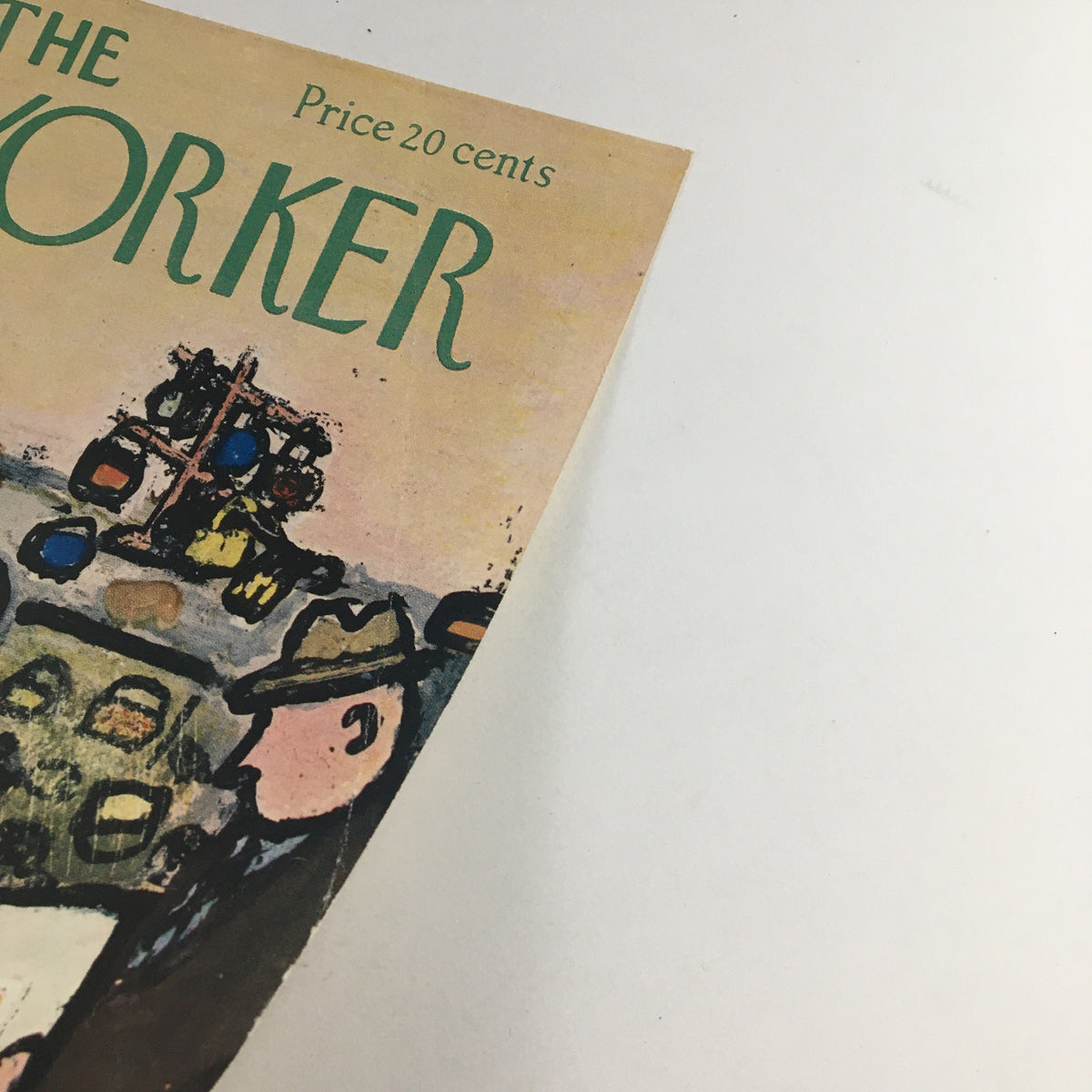 Close-up of The New Yorker December 1 1956 cover, showcasing the title and vibrant artwork by Abe Birnbaum.