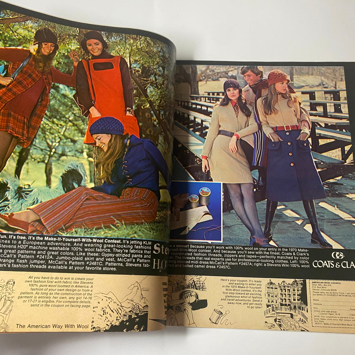 Seventeen Magazine July 1970 fashion spread showcasing models in vintage Country and Western attire, highlighting styles from the '70s.