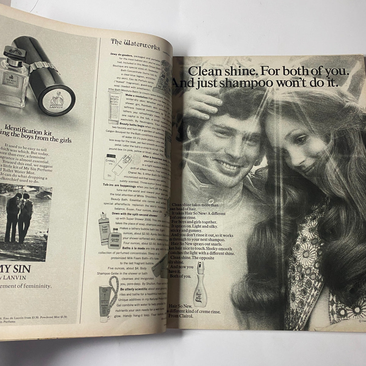 Vintage advertisement from Seventeen Magazine November 1969 showcasing the Watercolors beauty products with a smiling couple.