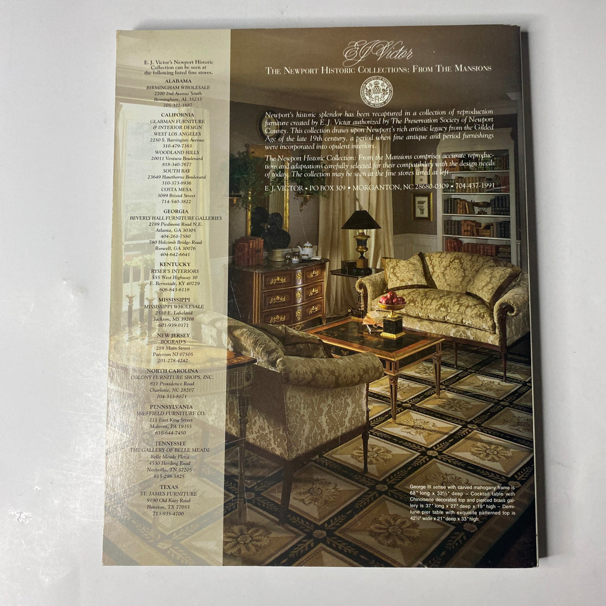 Back cover of Veranda Magazine Summer 1996 featuring a beautifully designed interior with elegant furniture and decor, highlighting the luxurious lifestyle showcased in this issue including Mary Douglas Drysdale's residence.