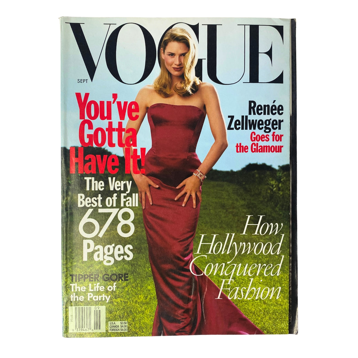 Cover of Vogue Magazine September 1998 featuring Renée Zellweger in a red gown, highlighting Fall fashion with the tagline 'You've Gotta Have It!' and 'How Hollywood Conquered Fashion.'