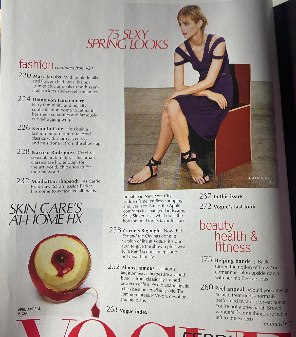 Vogue Magazine February 2002 Sarah Jessica Parker Cover No Label features stunning spring fashion with 75 sexy looks. Highlights include styles by Marc Jacobs, Calvin Klein, and Ralph Lauren.