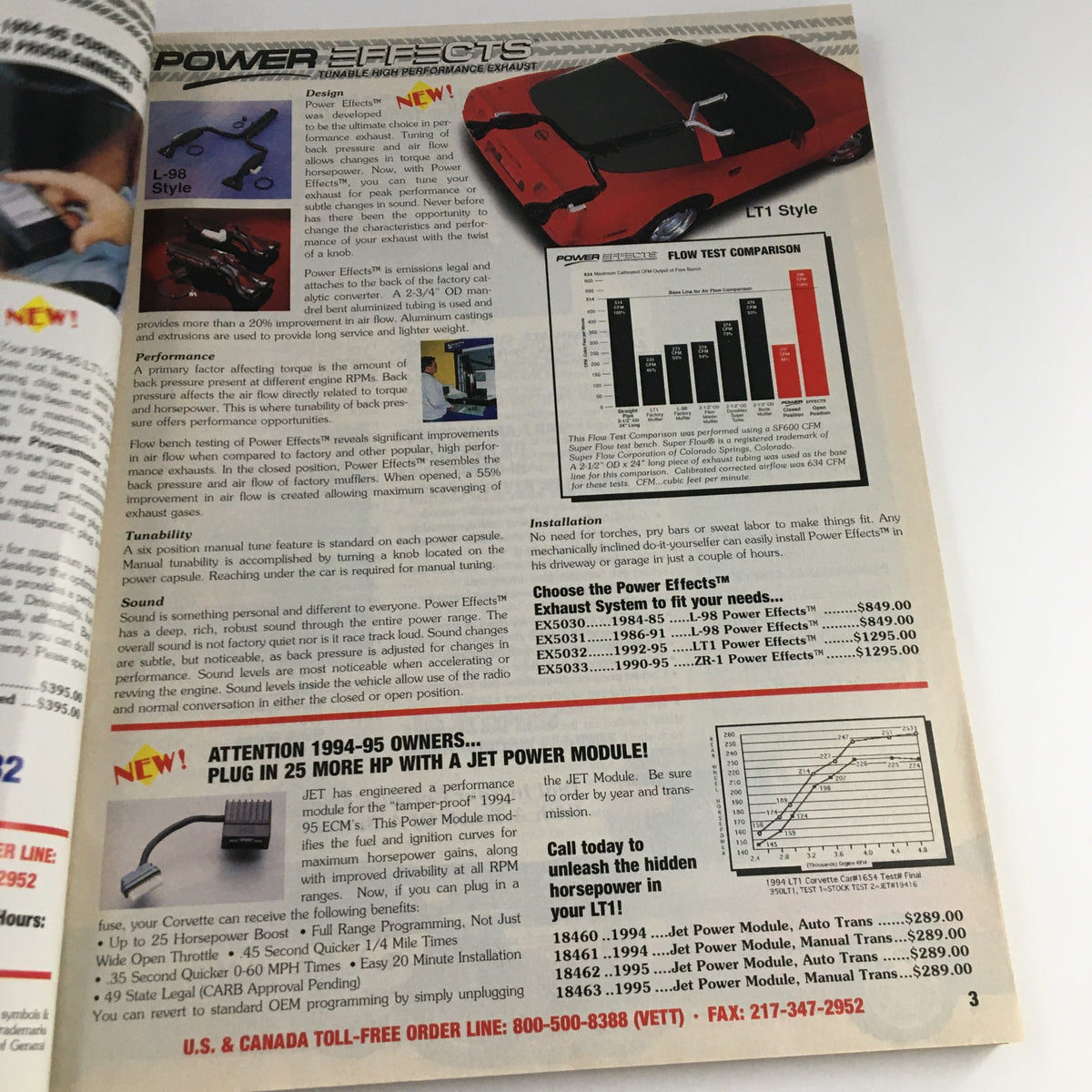 Interior page of the Mid America Designers Inc. Catalog 1995 Parts & Accessories for Corvettes showcasing featured products and specifications for Corvette performance enhancements.