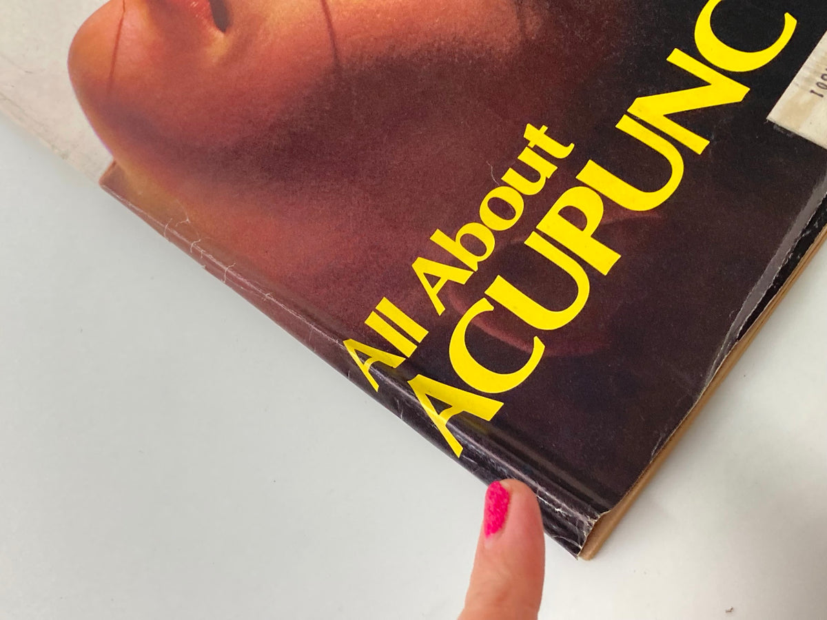 Close-up view of the corner of the VTG Newsweek Magazine August 14 1972 cover, highlighting the title 'All About Acupuncture' and wear signs on the cover.