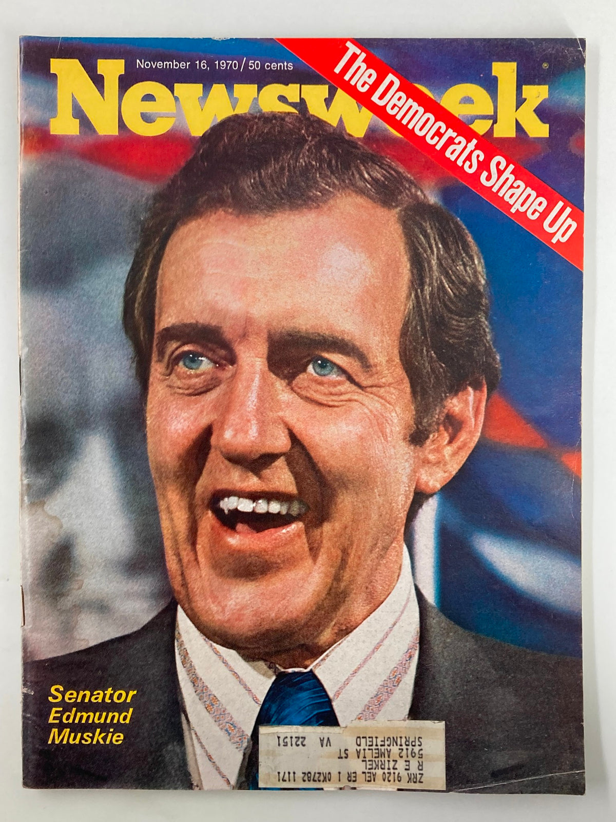 VTG Newsweek Magazine November 16 1970 cover featuring Senator Edmund Muskie with the headline 'The Democrats Shape Up'.