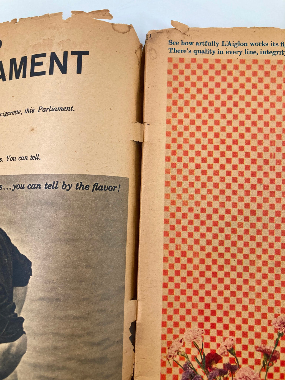 Detailed view of an inner page of VTG The New York Times Magazine September 8 1957 displaying advertisements and article remnants, showcasing the magazine's vintage characteristics.