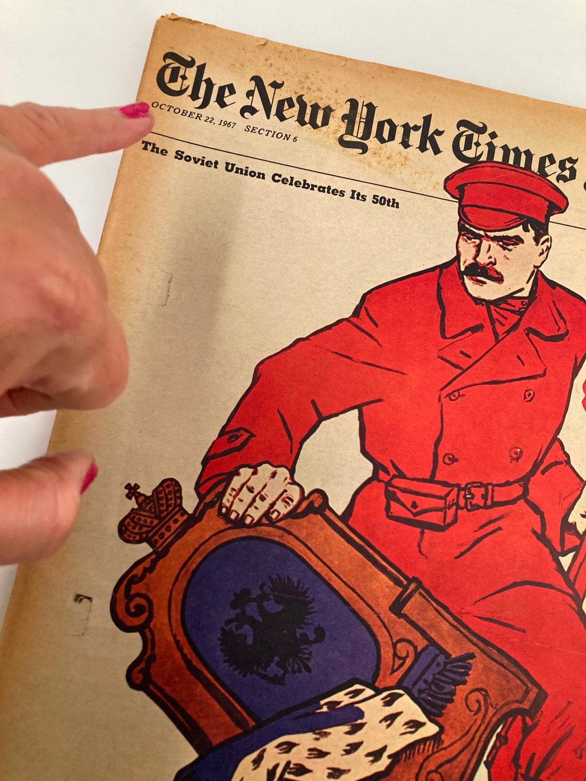 Close-up of the cover title from VTG The New York Times Magazine October 22 1967 highlighting the Soviet Union's 50th celebrations.