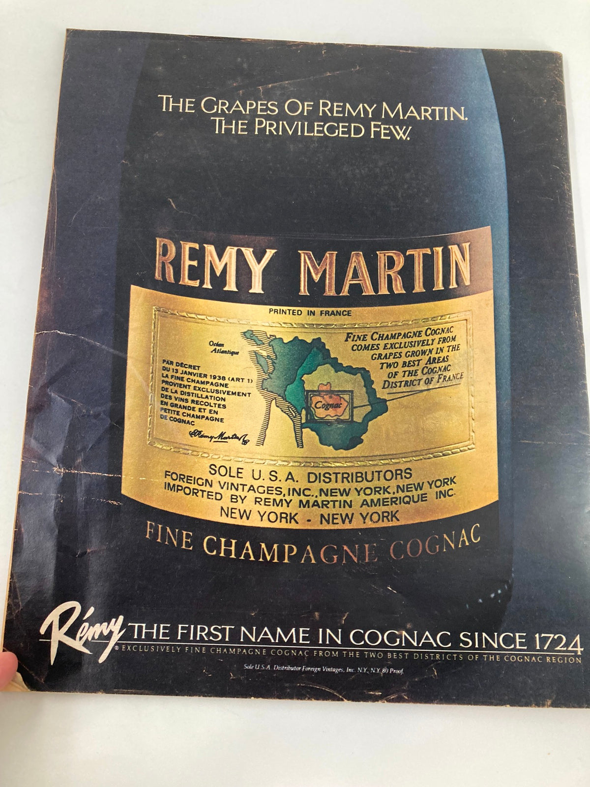 VTG The New York Times Magazine September 19 1982 showcasing an advertisement for Rémy Martin Cognac with a vintage design highlighting the brand's heritage.