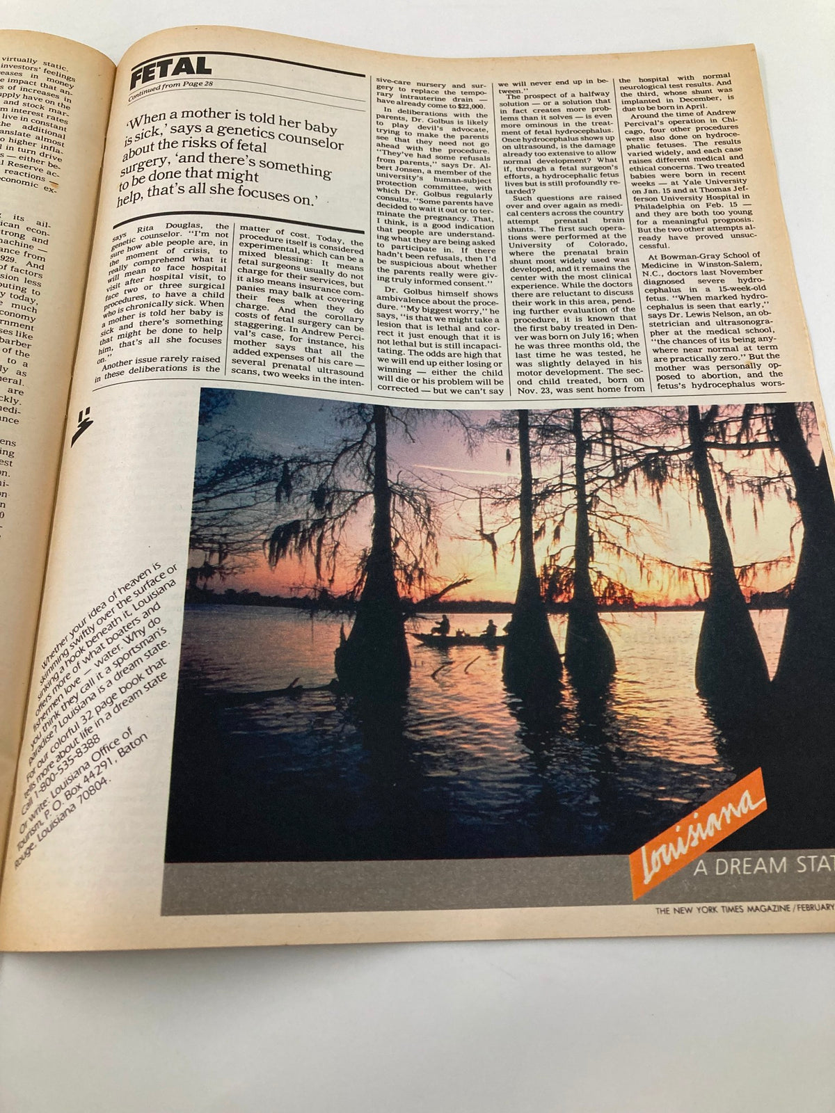 Inside page of VTG Newsweek Magazine November 3 1969 discussing fetal surgery risks, illustrating a focus on maternal health issues.