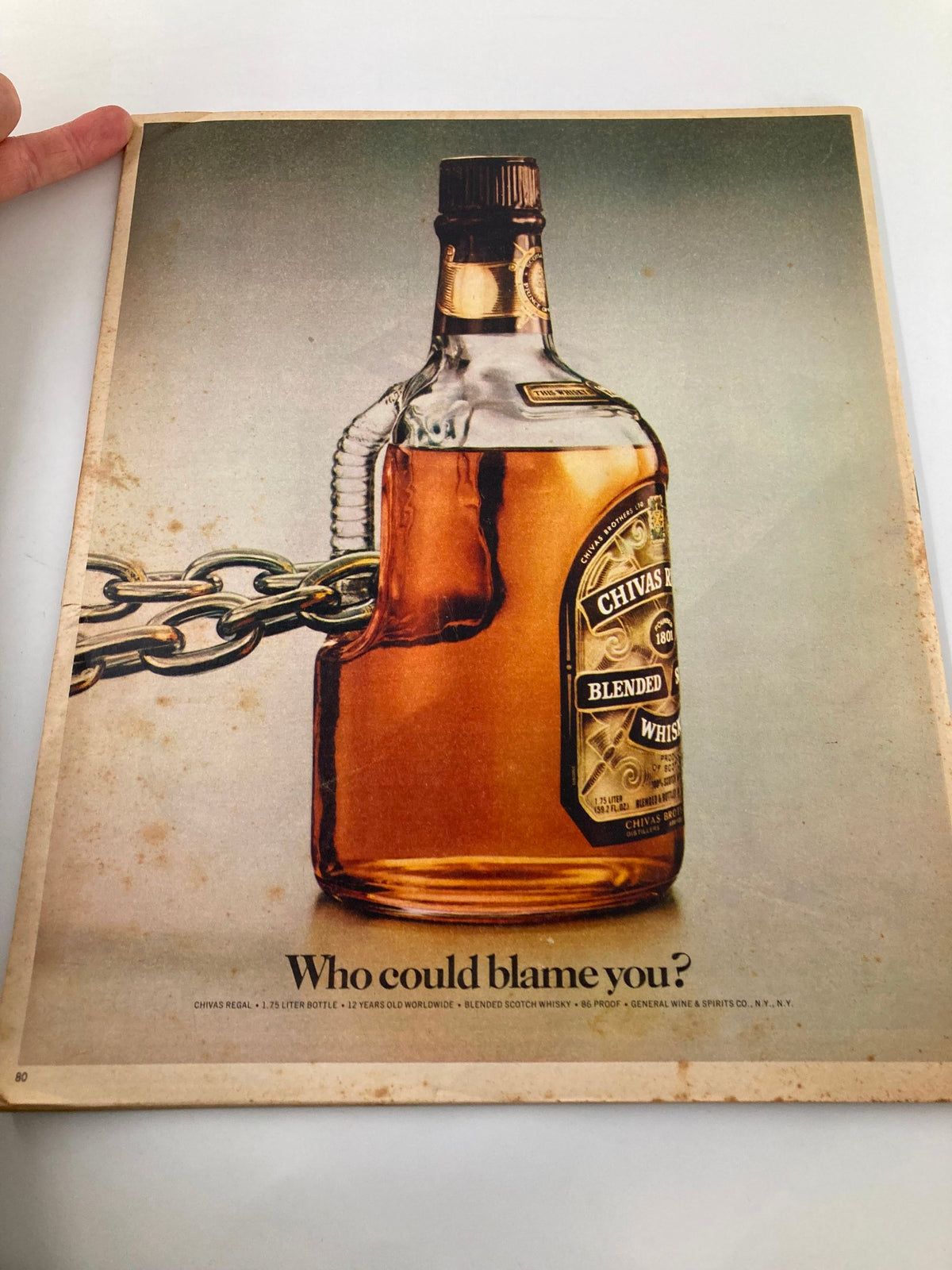 Back cover advertisement of VTG The New York Times Magazine February 28, 1982, featuring a bottle of Chivas Regal Scotch whisky.
