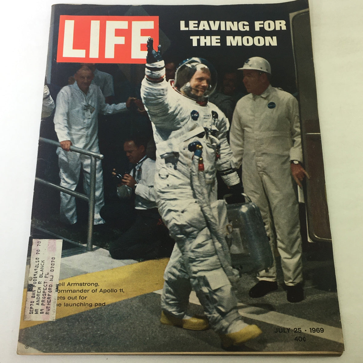 VTG Life Magazine July 25 1969 cover featuring Neil Armstrong preparing for the Moon mission.