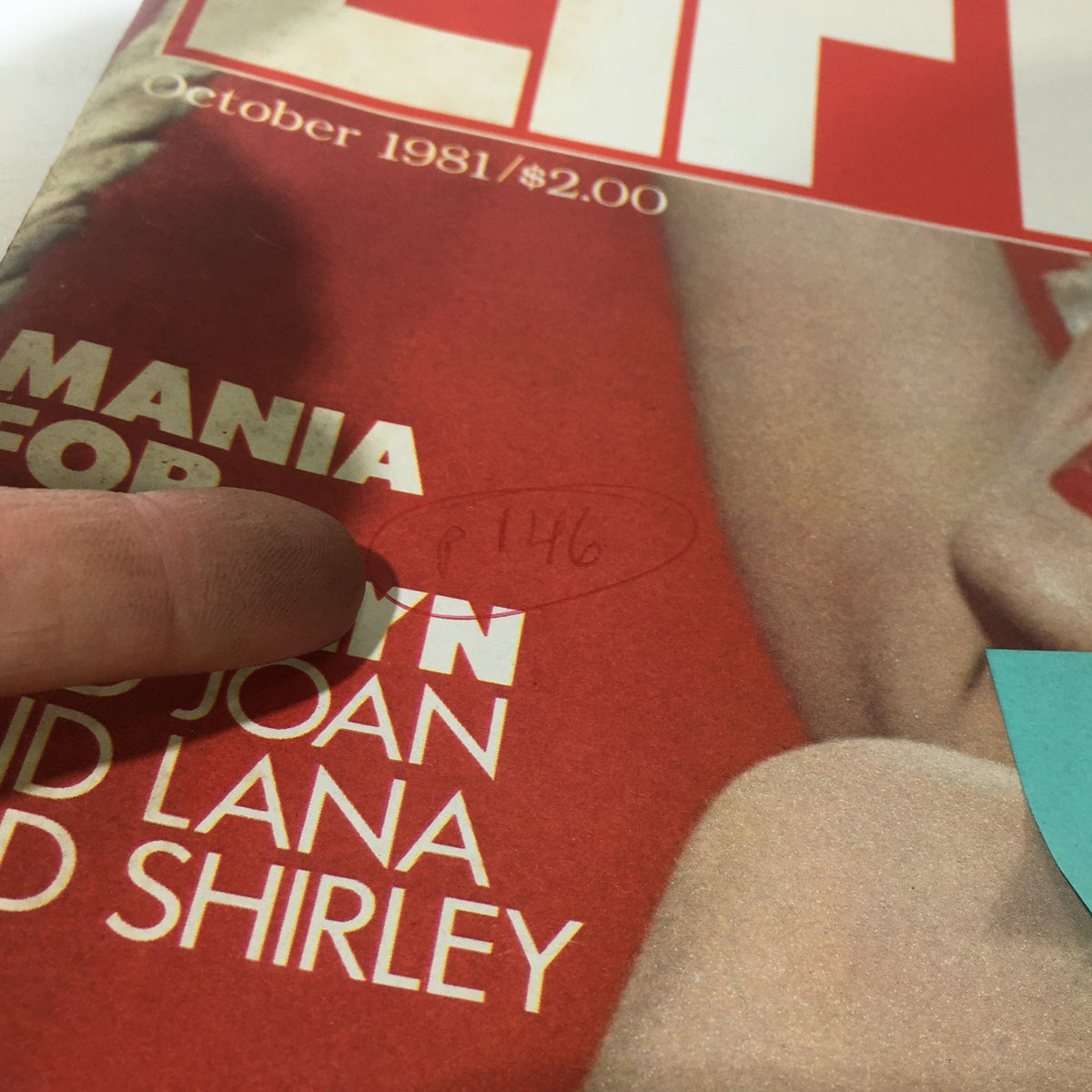 Close-up of the cover of VTG Life Magazine October 1981 displaying a handwritten note and slight wear, emphasizing the magazine's history.