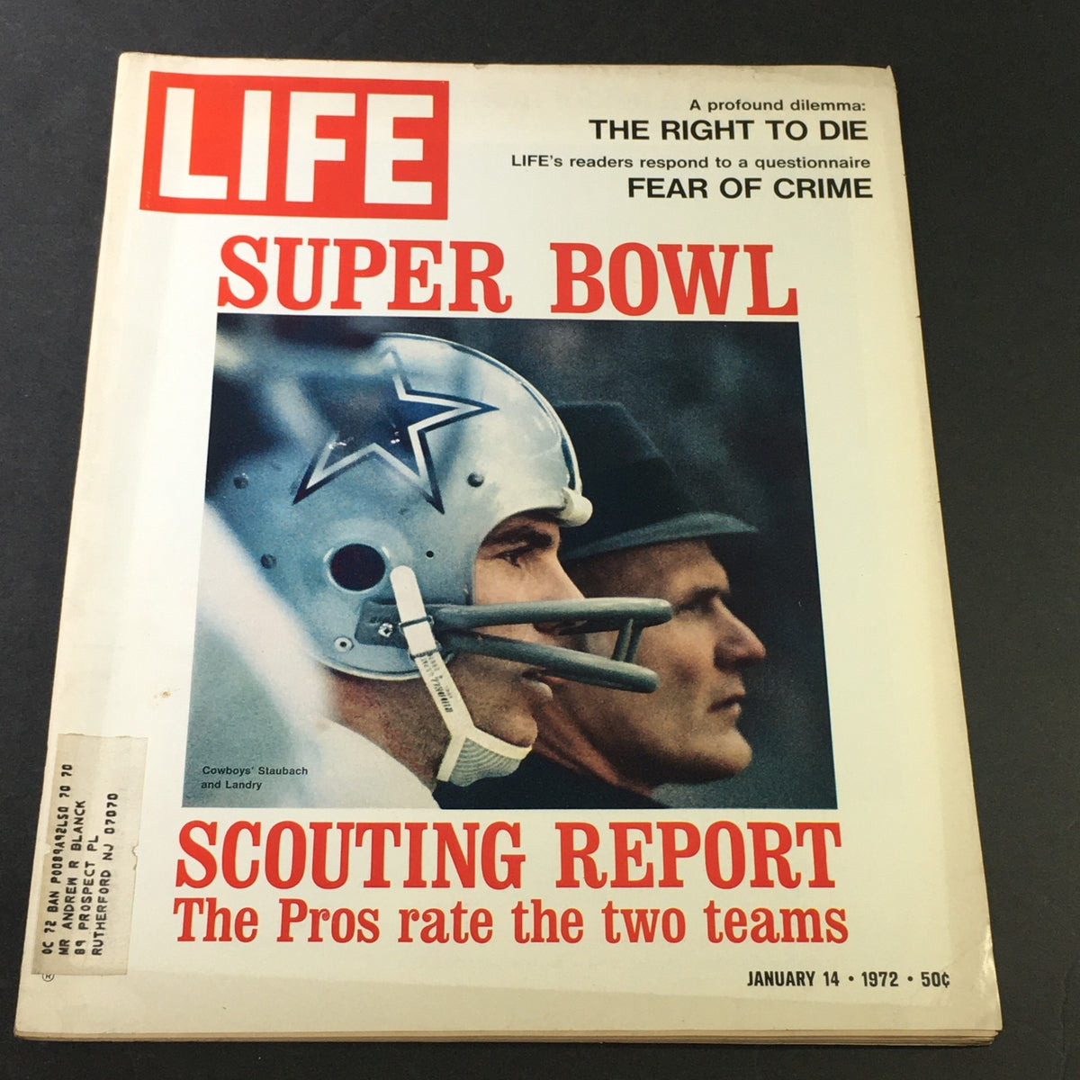 Life Magazine January 14 1972 - NFL Legends Roger Staubach & Tom Landry, Vintage Sports Collectible