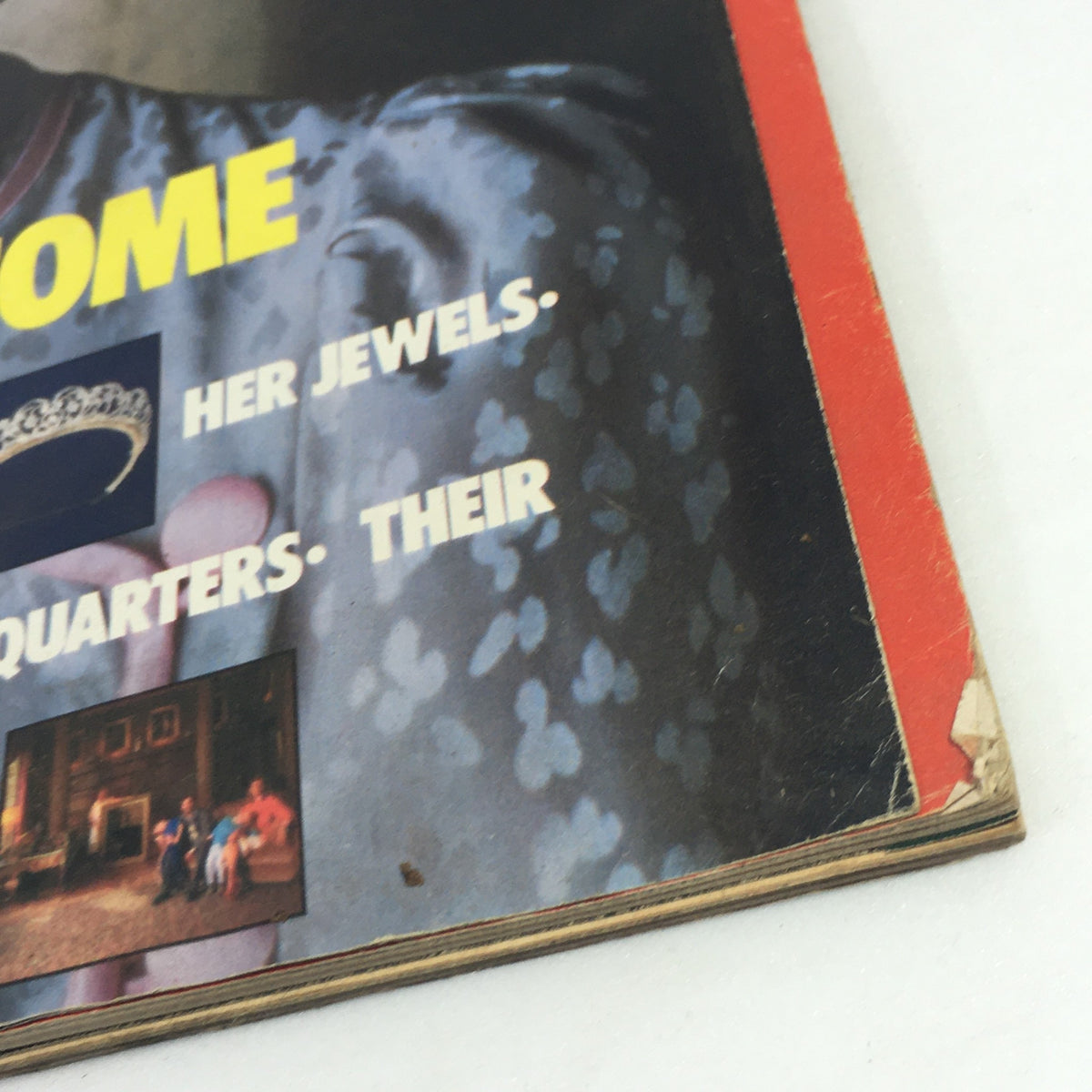 Close-up of the Life Magazine November 1985 cover emphasizing the headline 'A Royal Welcome' and details about Princess Diana's jewels and their embassy quarters, encapsulating a moment in royal history.