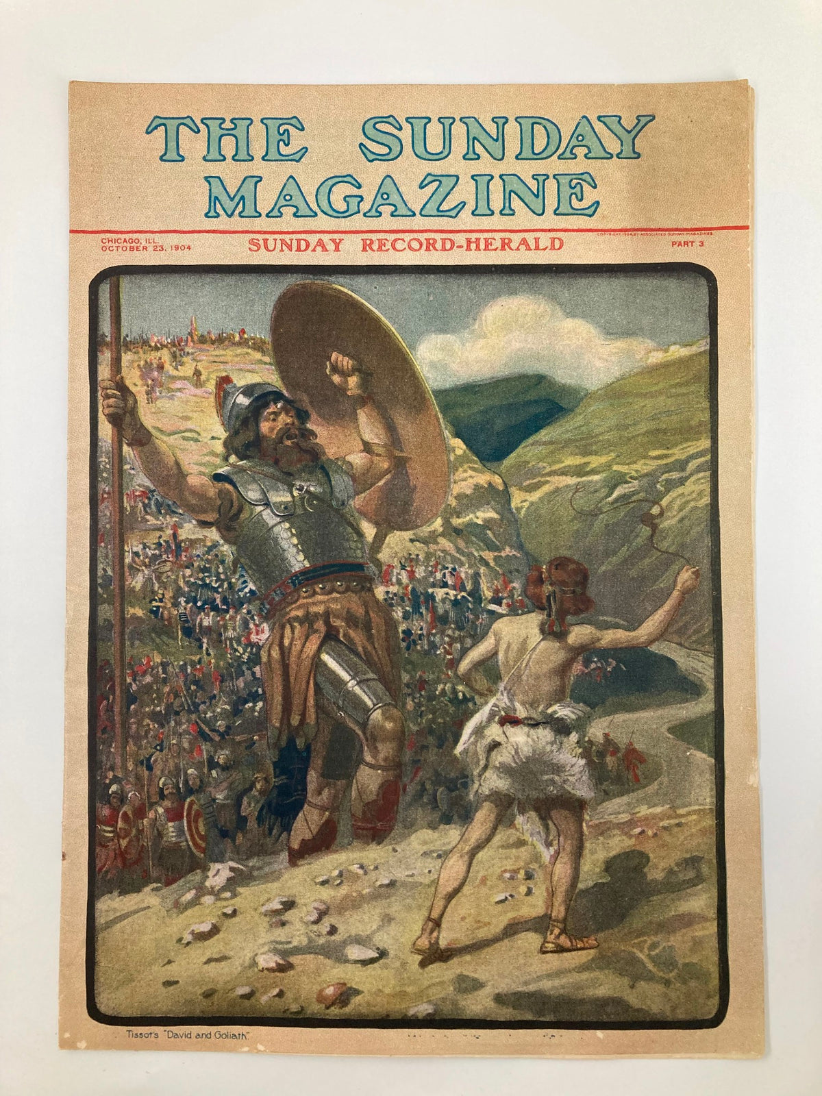 Cover of VTG The Sunday Magazine October 23 1904 featuring an illustrated scene of a warrior and a young boy, evoking the historical narrative of Pericles of Spread Eagle.