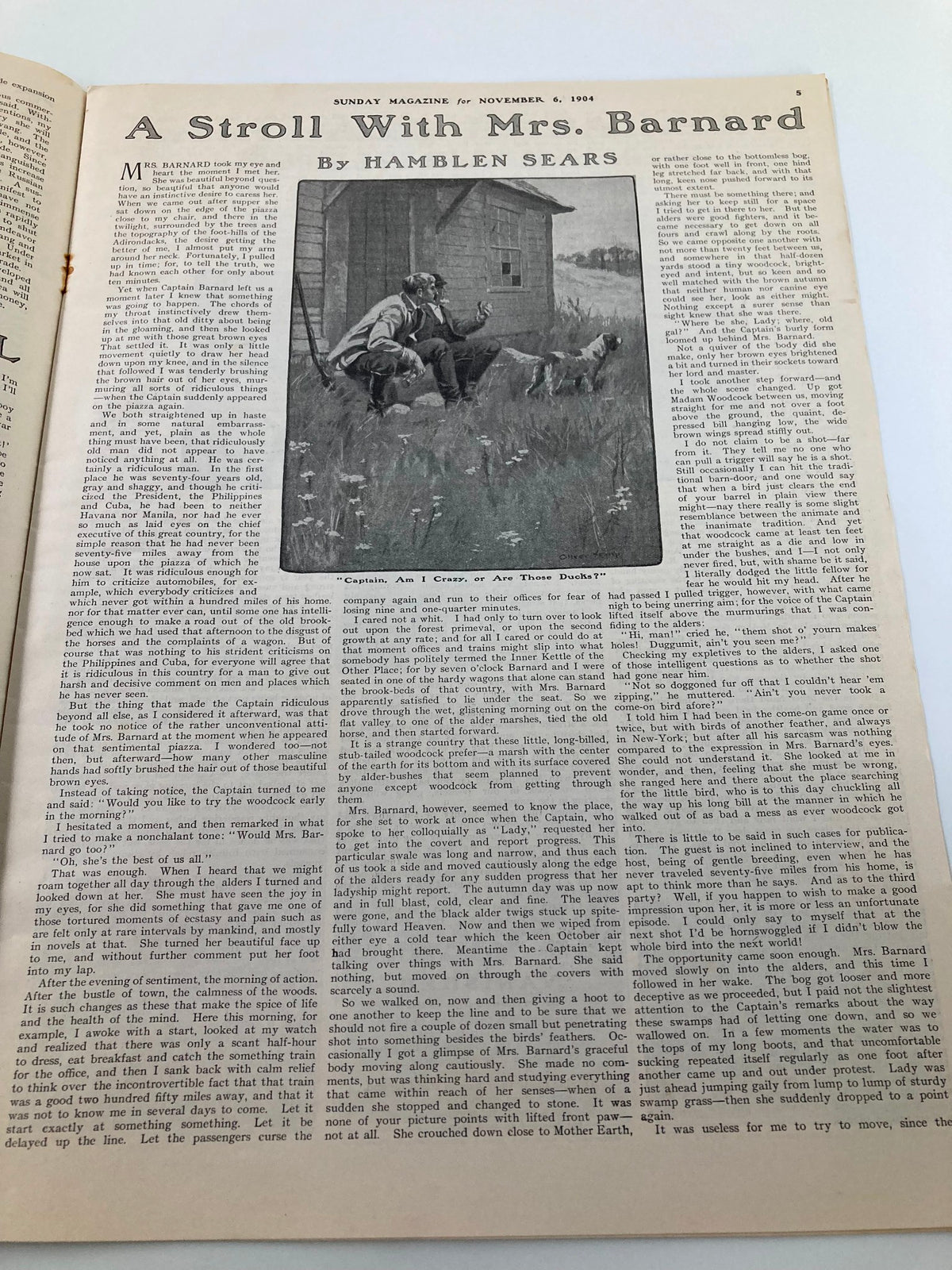 Inside page of VTG The Sunday Magazine November 6 1904, showcasing the article 'A Stroll with Mrs. Barnard' with illustrations and vintage typography.