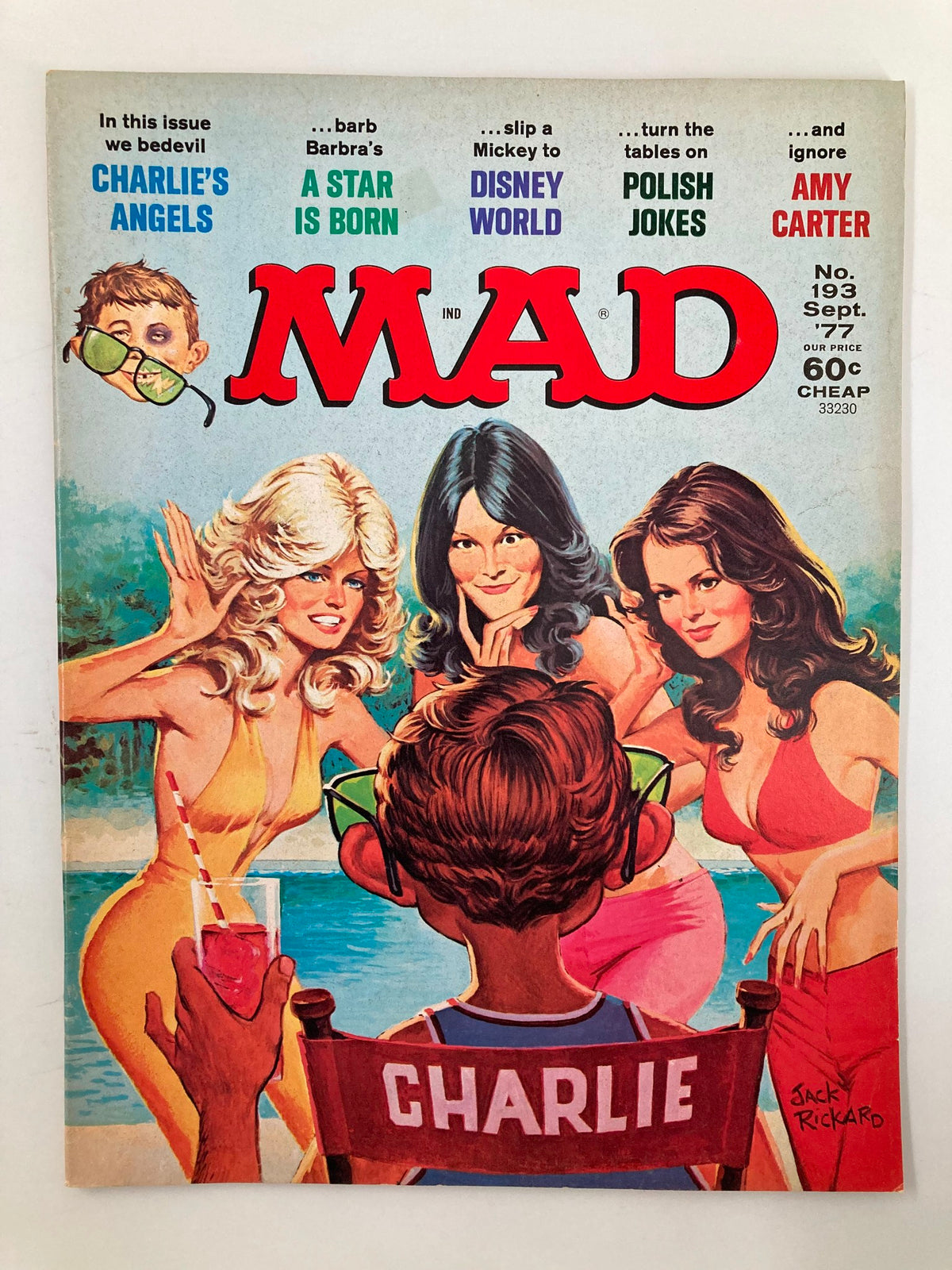 Cover of Mad Magazine September 1977 No. 193 featuring Charlie's Angels, showcasing vibrant illustrations and humorous references.