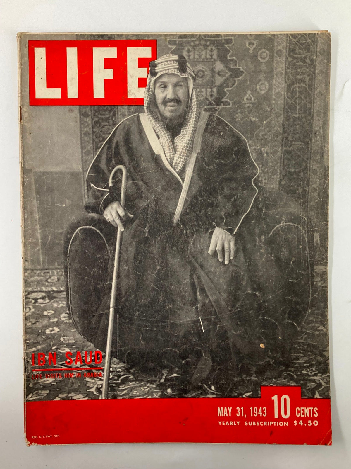 Life Magazine May 31 1943 King Ibn Saud of Saudi Arabia No Label