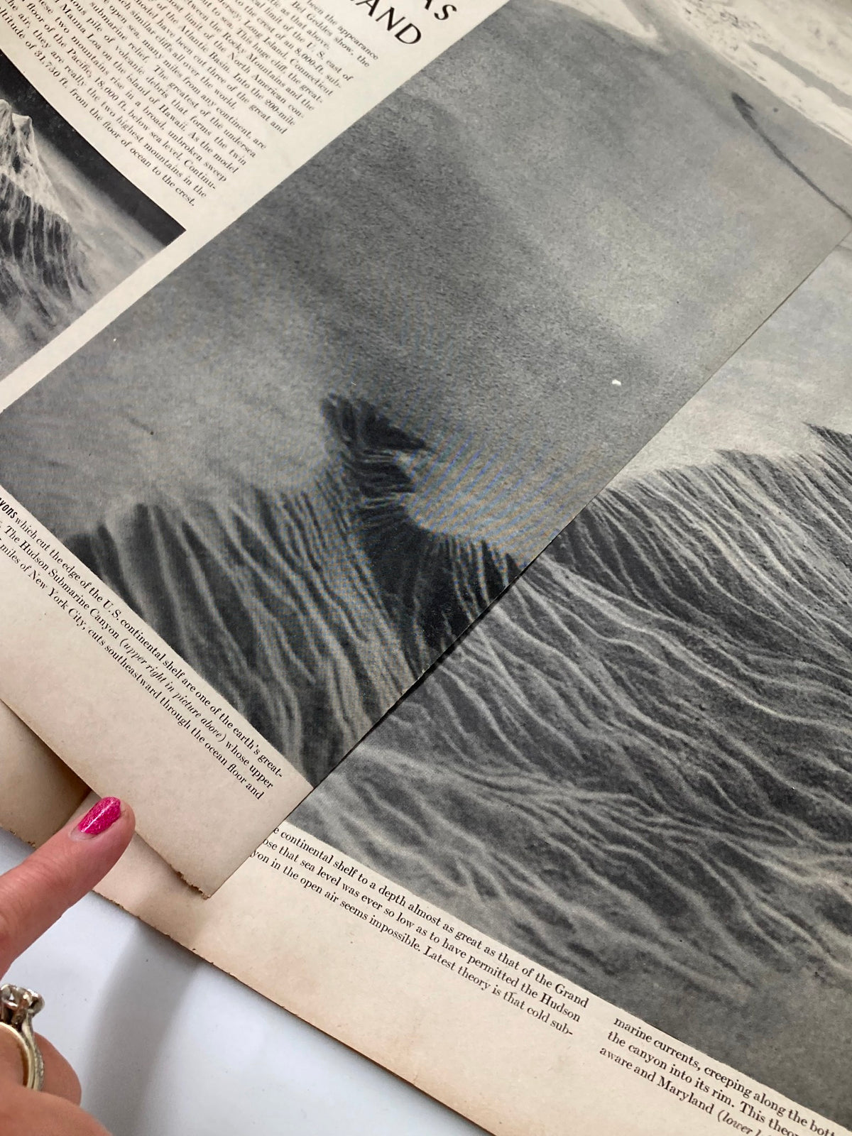 Interior pages of VTG Life Magazine May 31, 1943 showcasing photographs and text related to oceanography.