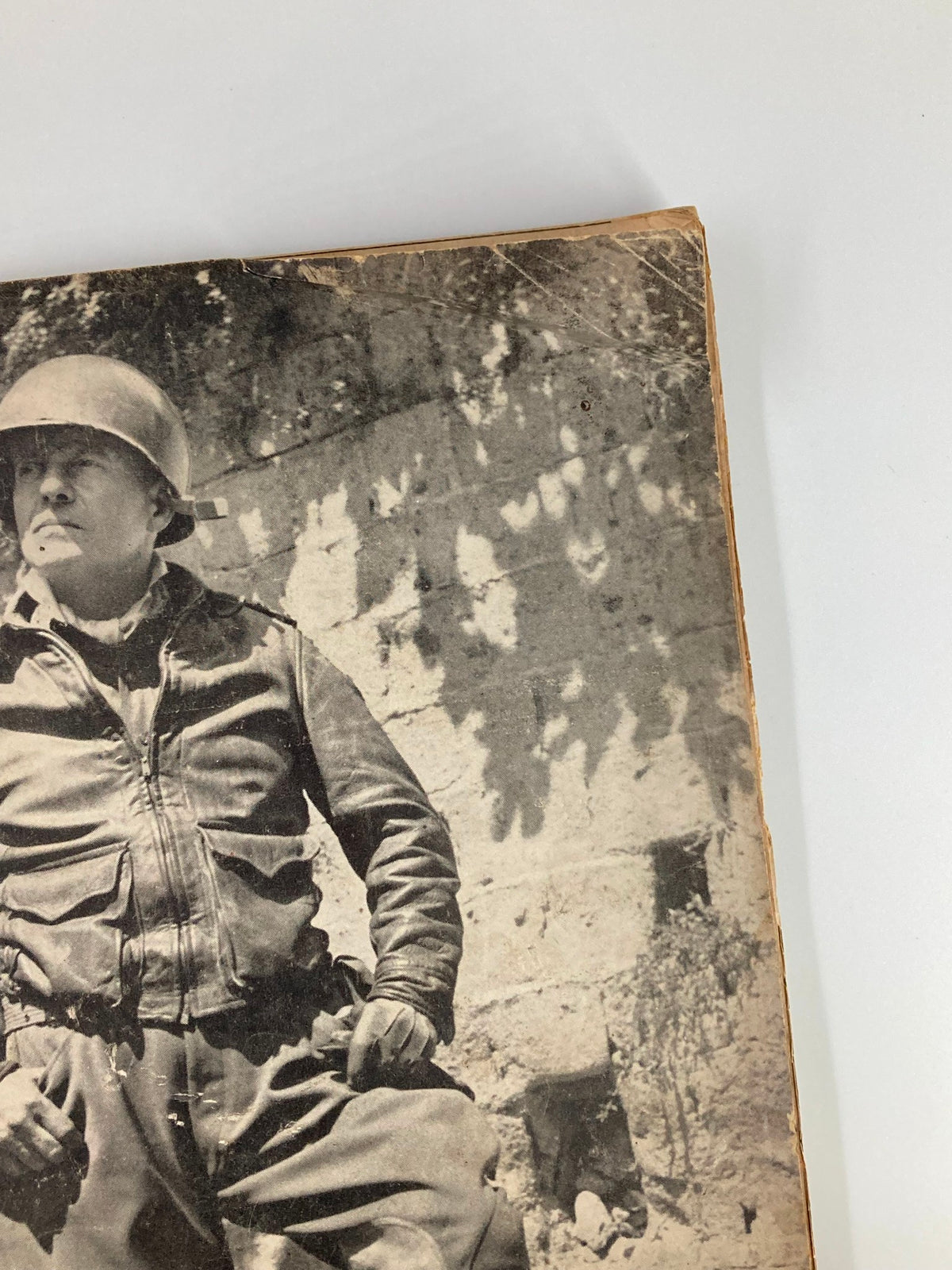 Close-up of the Vintage Life Magazine cover from October 2, 1944 highlighting General Lucian King Truscott Jr. of The 7th Army, displaying details of the magazine's condition and historic imagery.